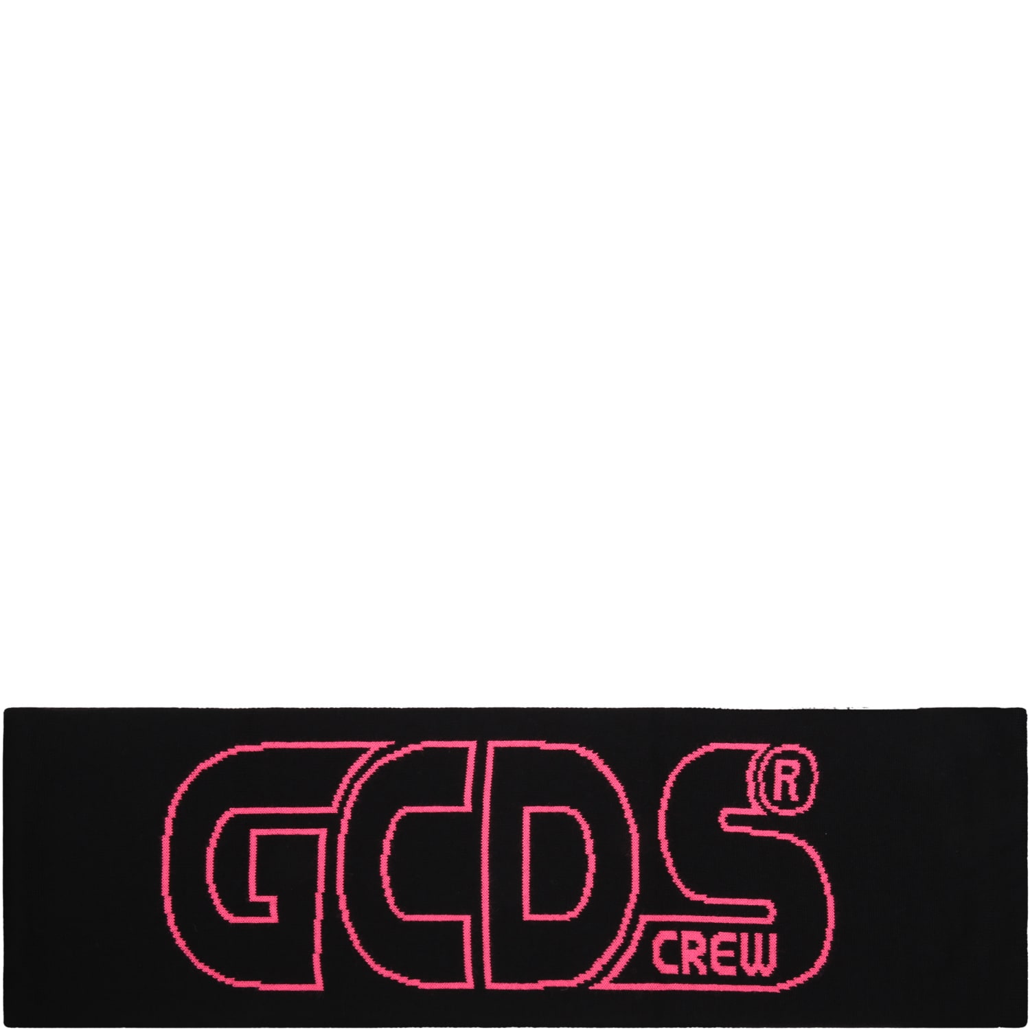 GCDS Mini Black Scarf For Girl With Logo