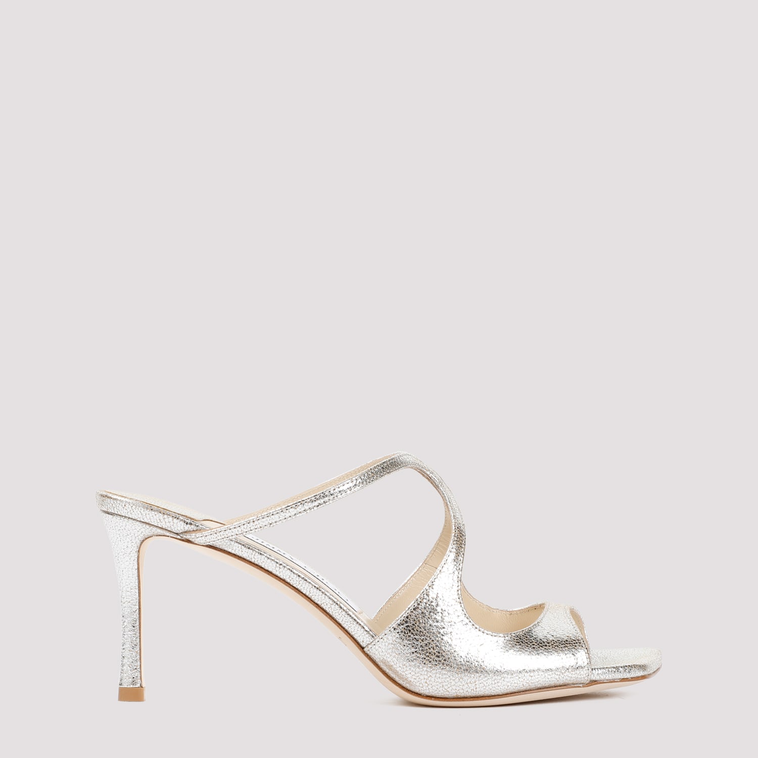 Jimmy Choo Champagne Laminated Leather Clogs In Gold