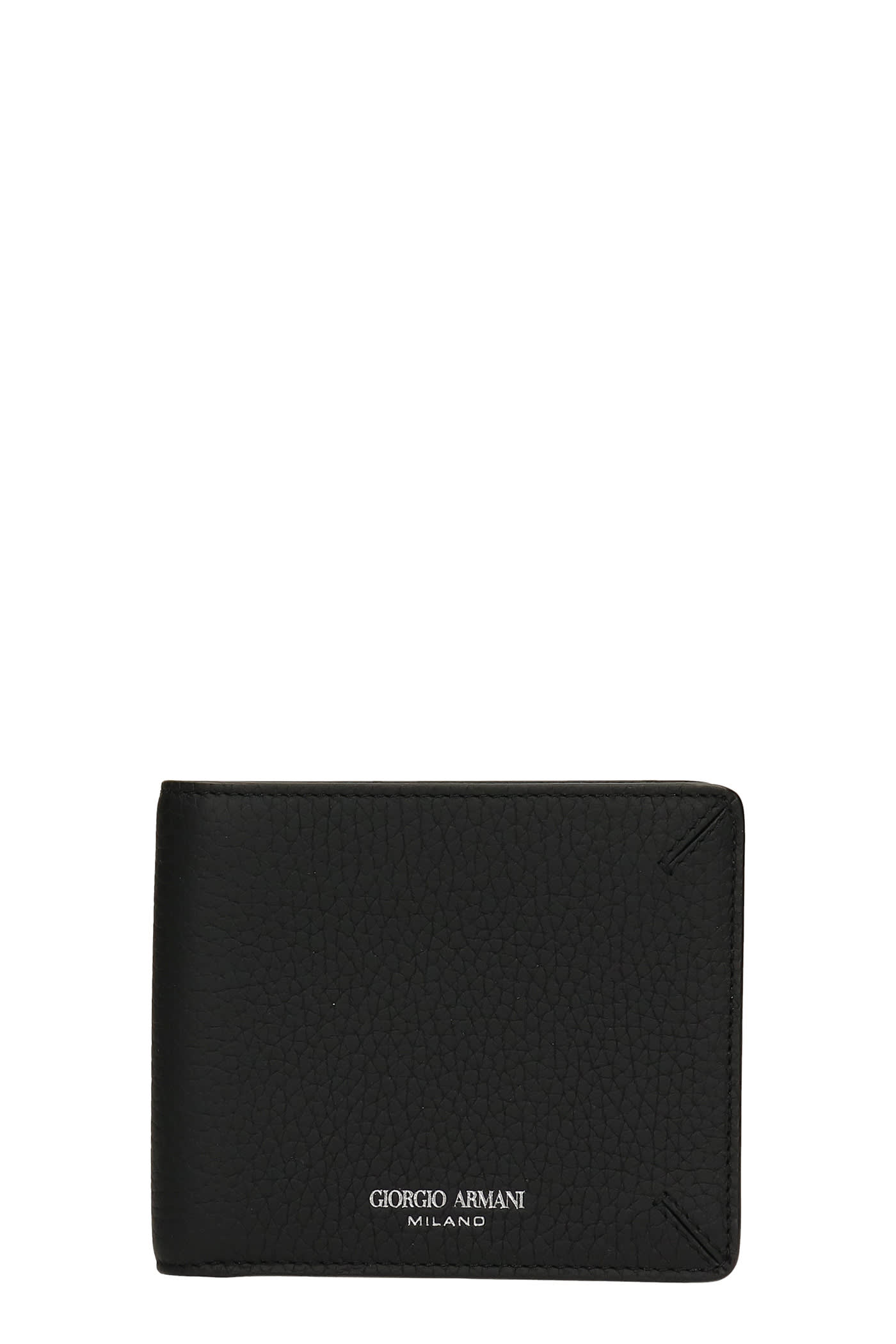 Giorgio Armani Bifold Wallet In Black Leather