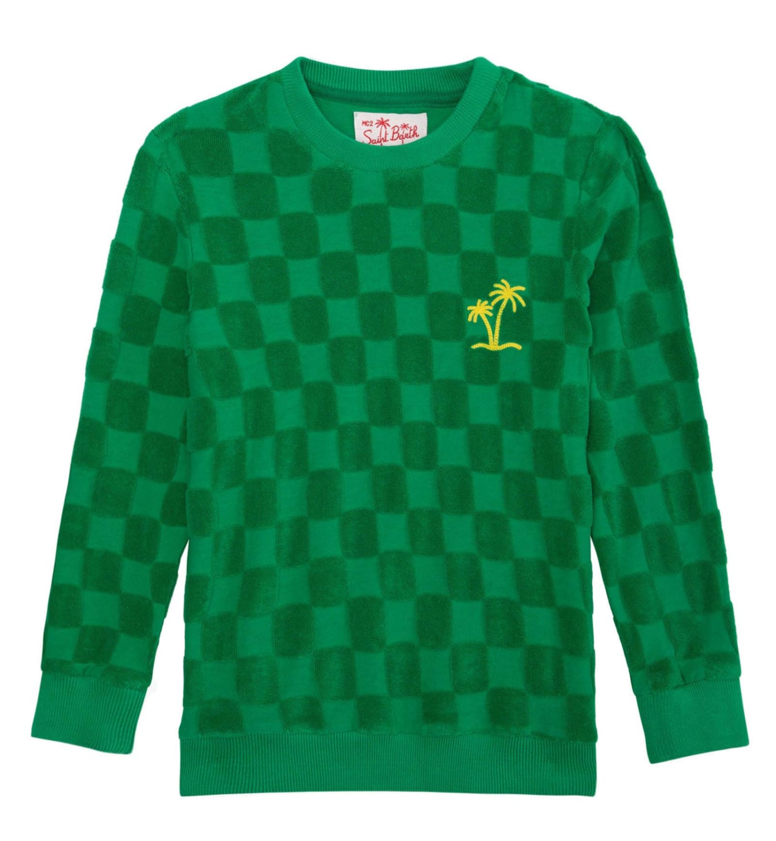 Mc2 Saint Barth Kids' Boy Terry Sweatshirt With Embroidery In Green