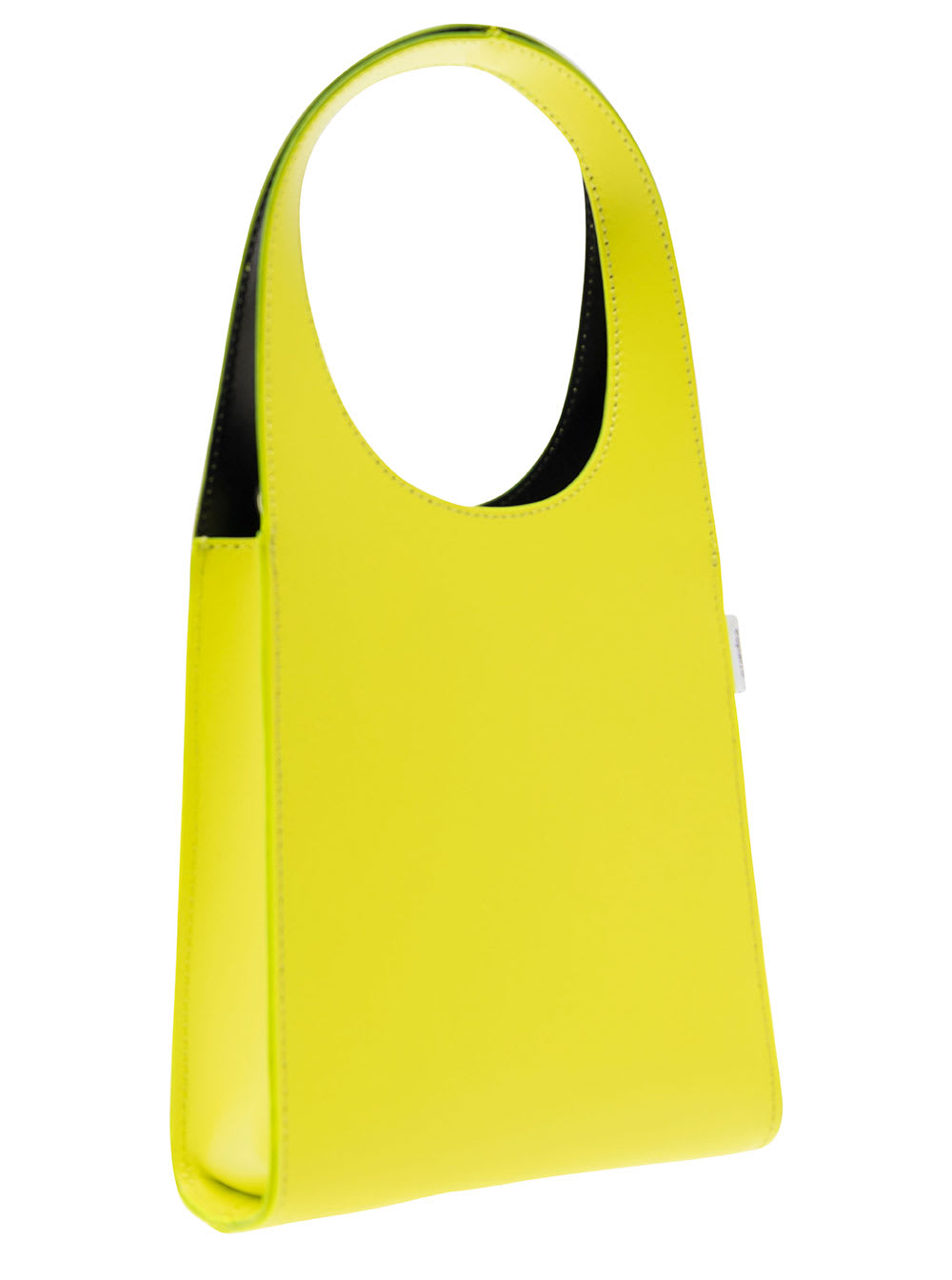 Shop Coperni Micro Swipe Tote Yellow Shoulder Bag With Embossed Logo In Smooth Leather Woman In Green