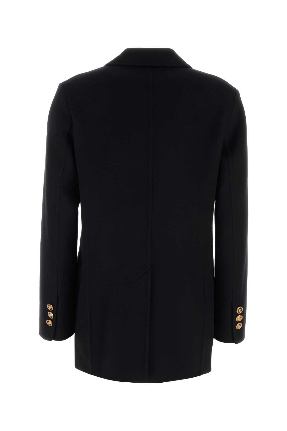 Versace Double-breasted Cachemire Blend Jacket In Black