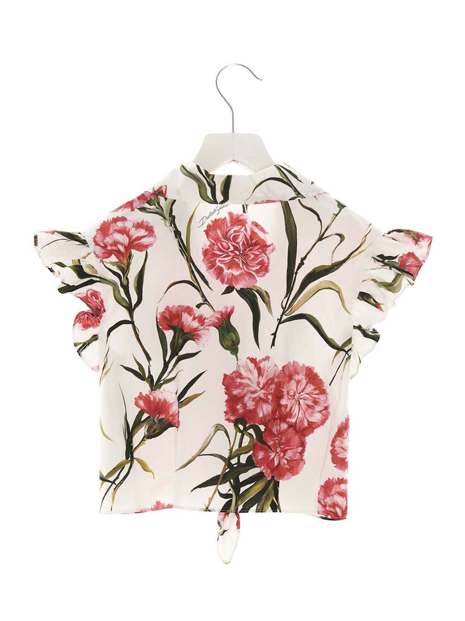 Shop Dolce & Gabbana Floral Shirt In White/red
