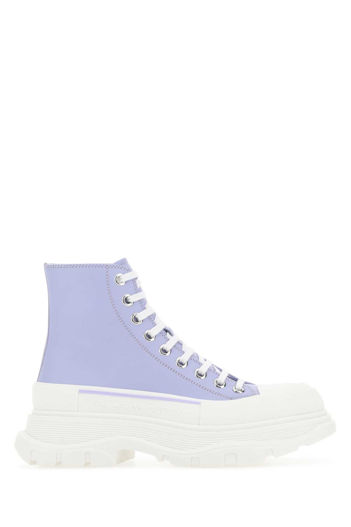 Lilac Leather Tread Slick Sneakers