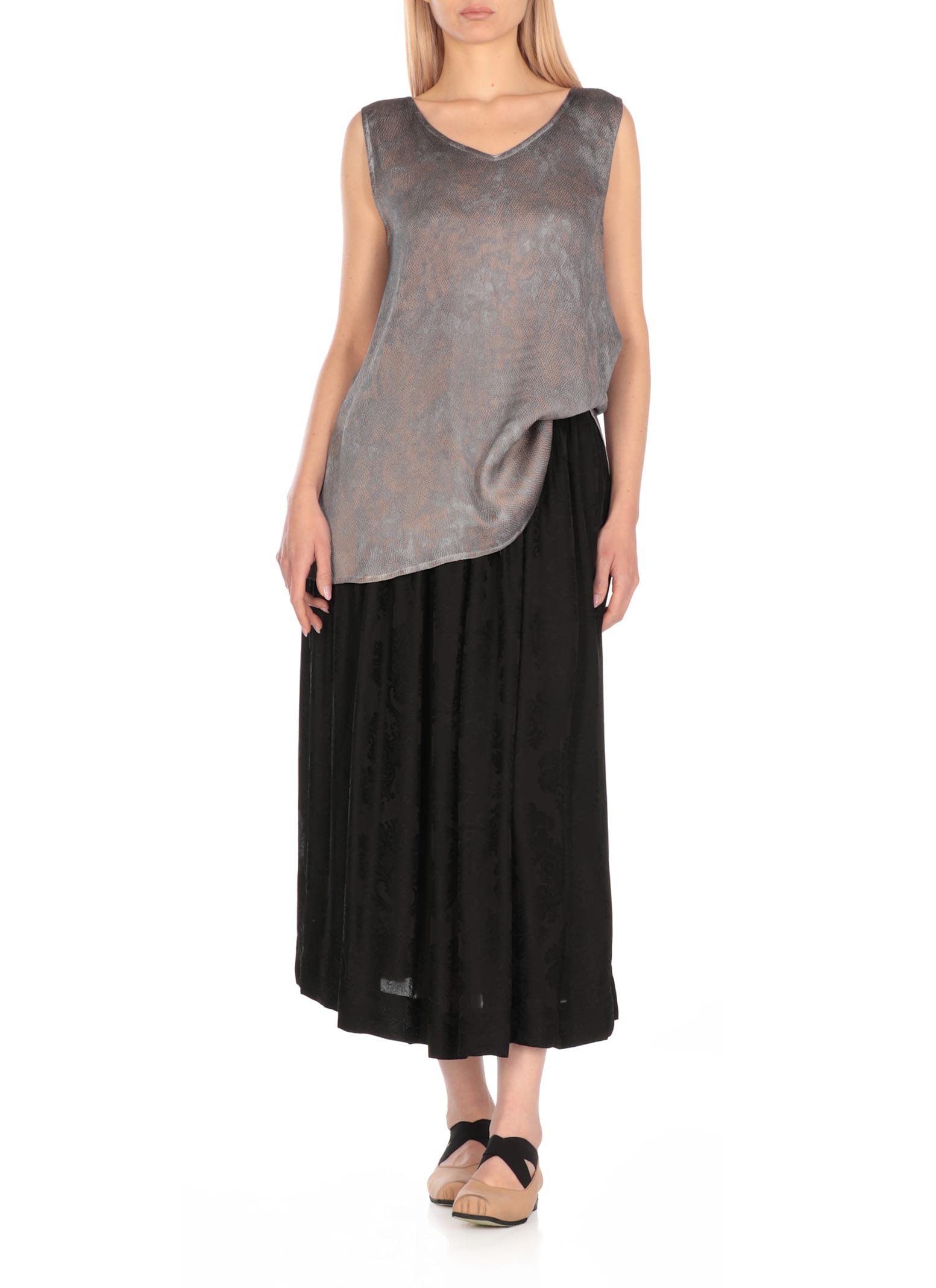 Avant Toi Silk Top In Grey