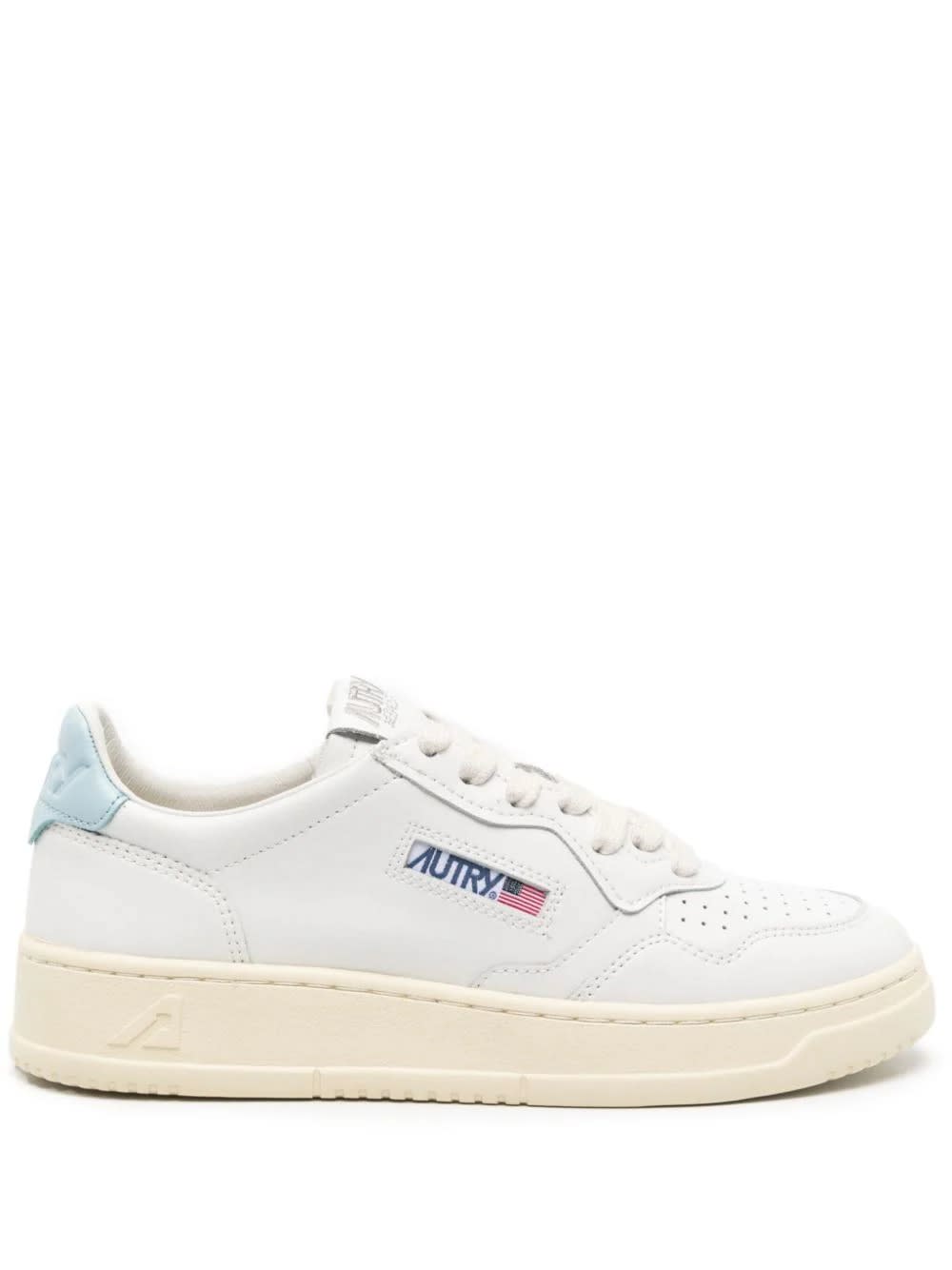 Shop Autry Medalist Low Sneakers In White And Light Blue Leather