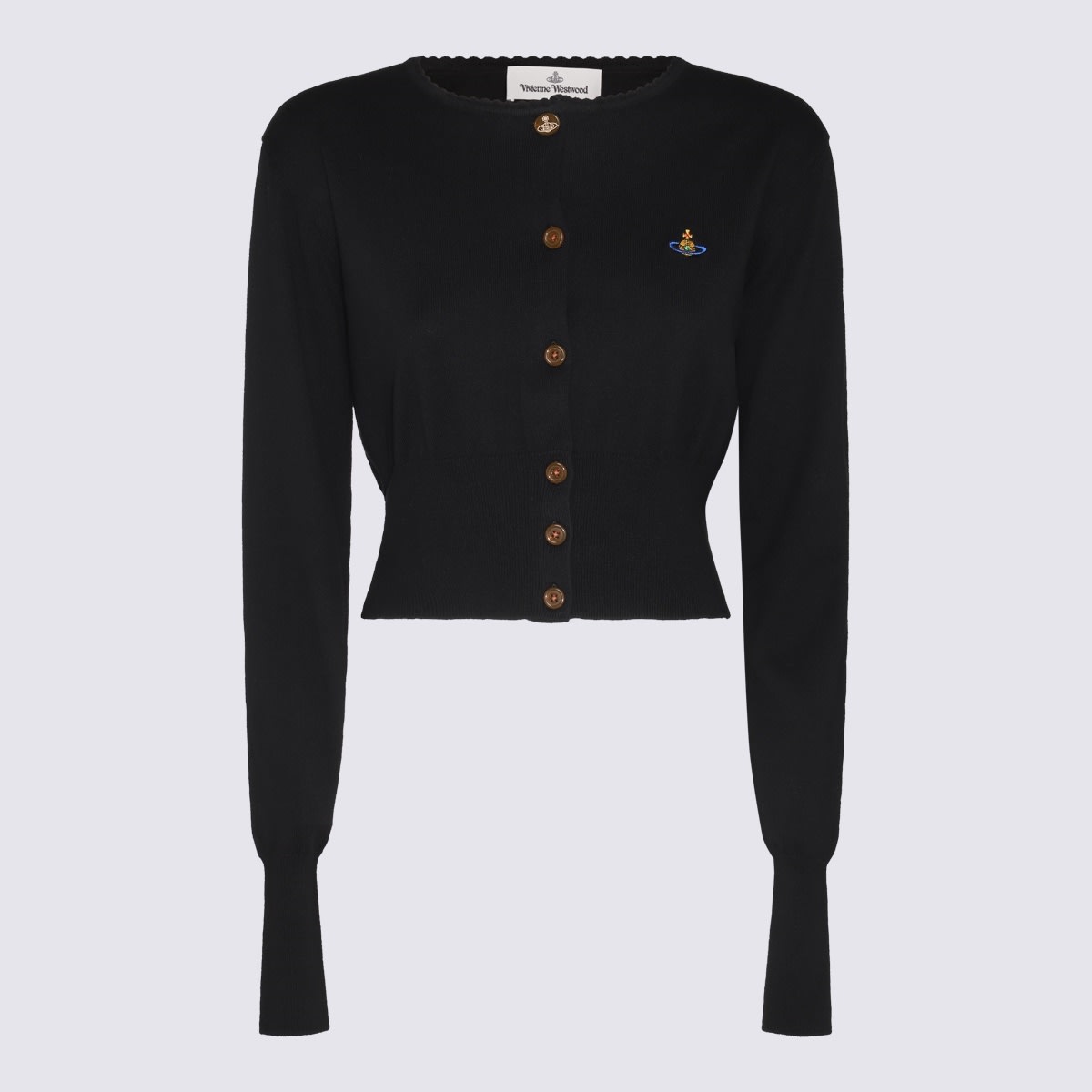 Vivienne Westwood Orb-embroidered Cropped Cardigan In Black