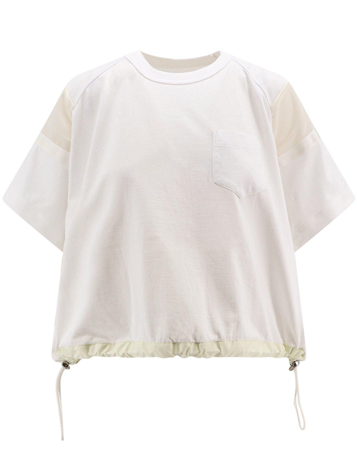 Shop Sacai Crewneck Drawstring T-shirt In White