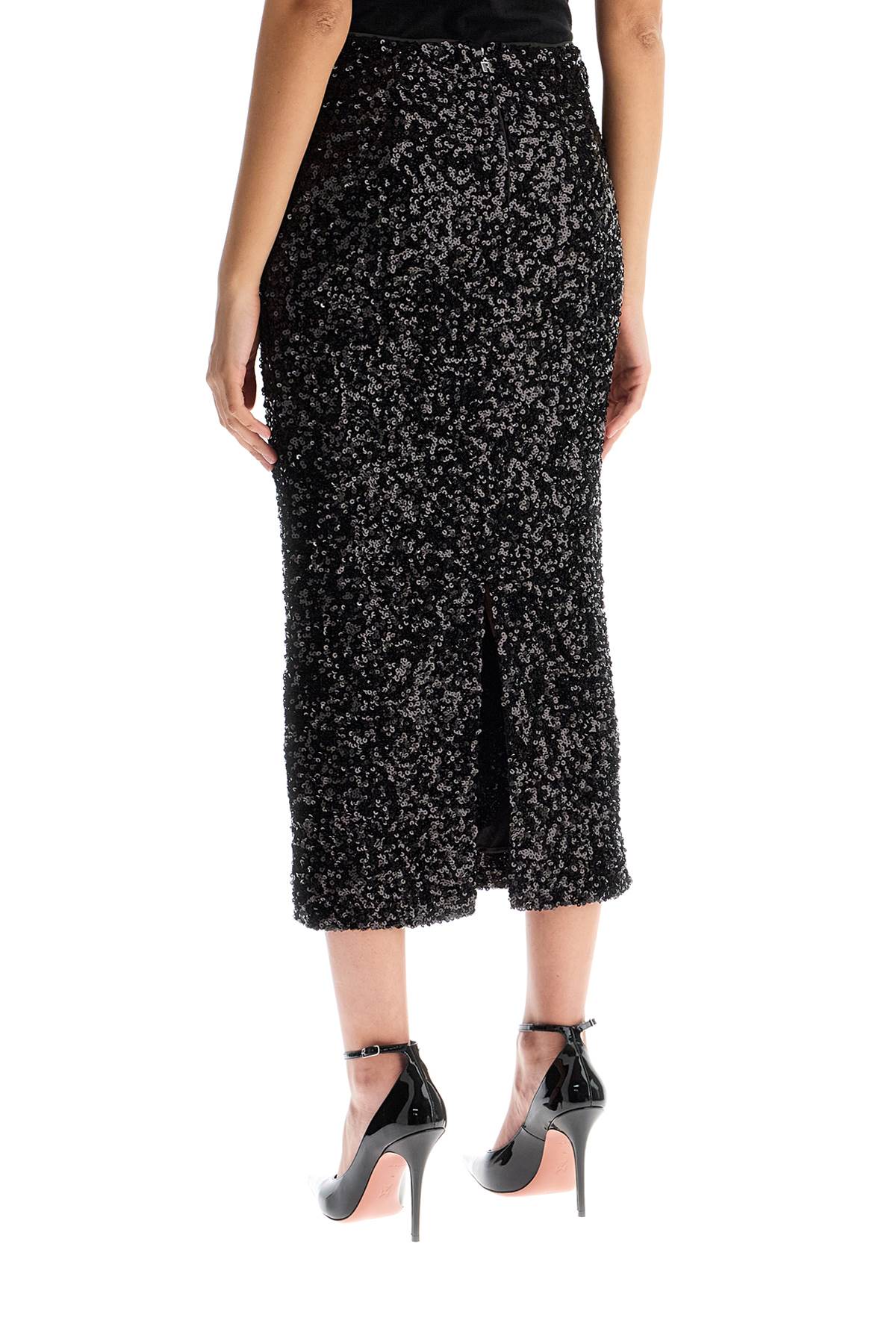Rotate Birger Christensen Rotate Sequin Midi Pencil Skirt In Black (black)