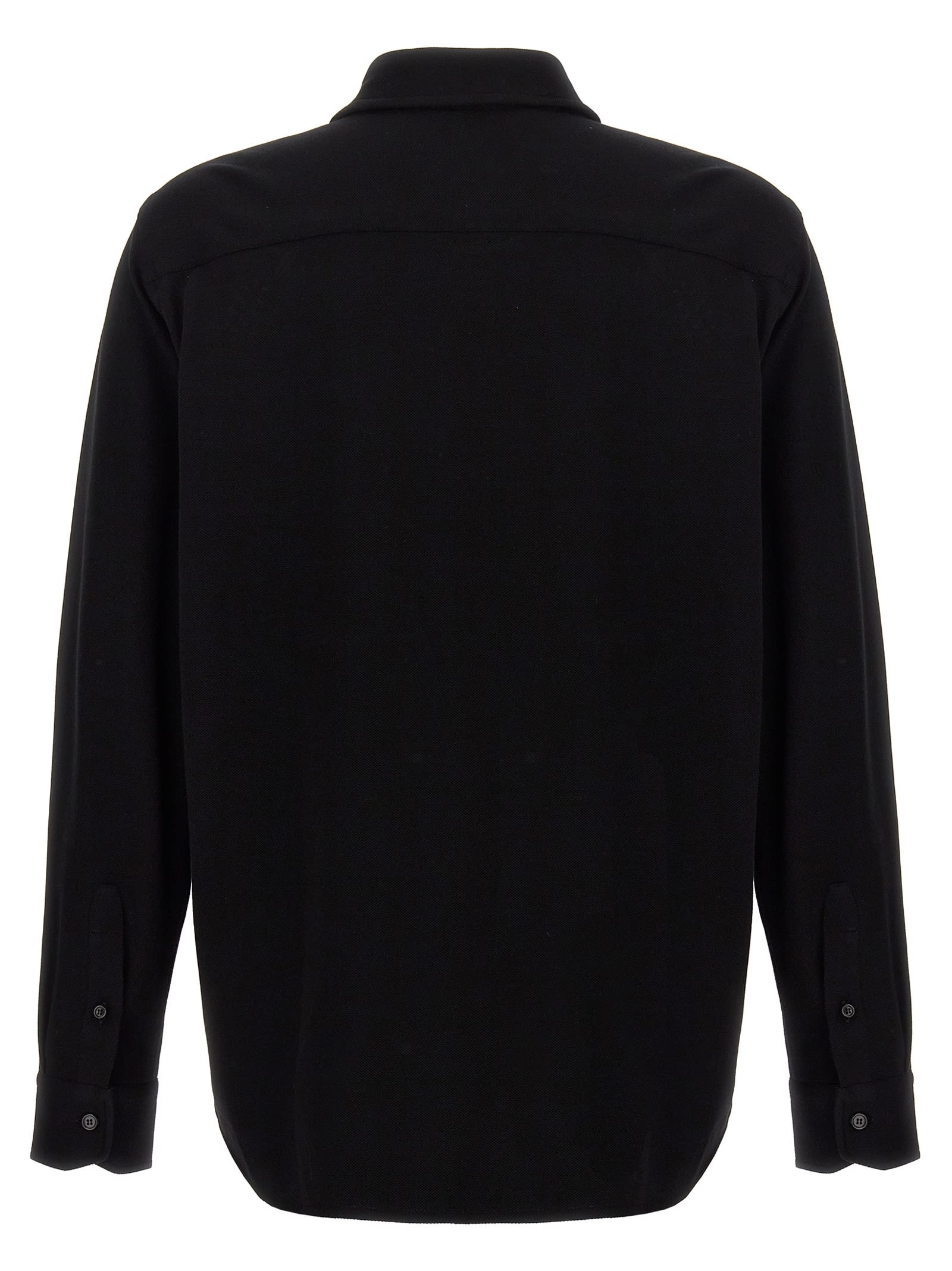 Shop Brioni Cotton Piquet Shirt In Black