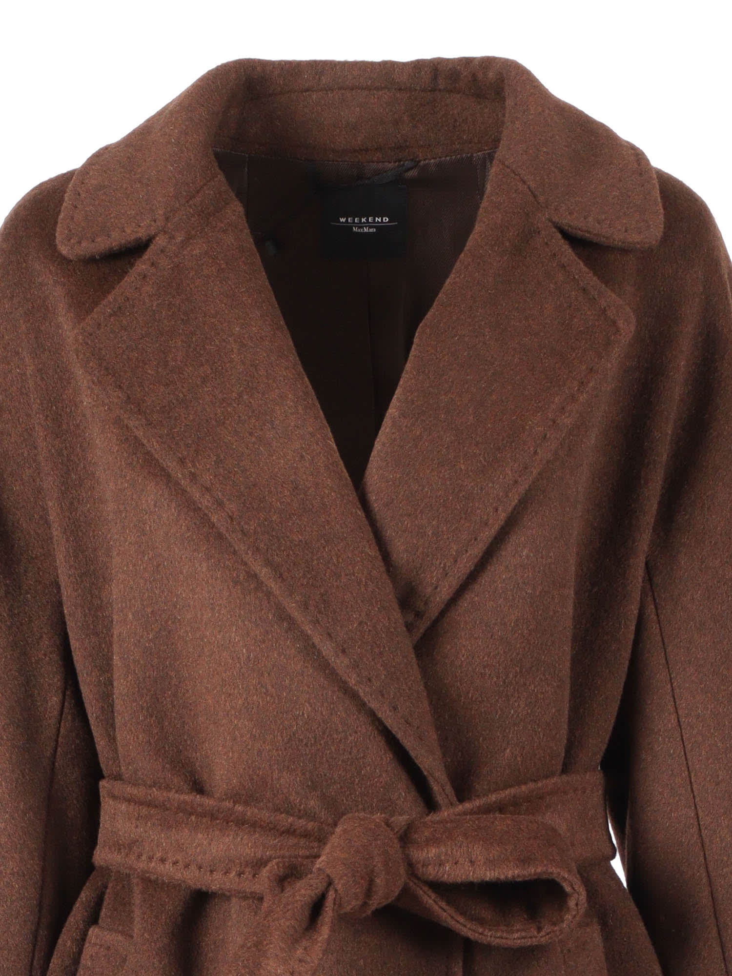 Weekend Max Mara Abrigo Largo De Lana Y Alpaca In Brown