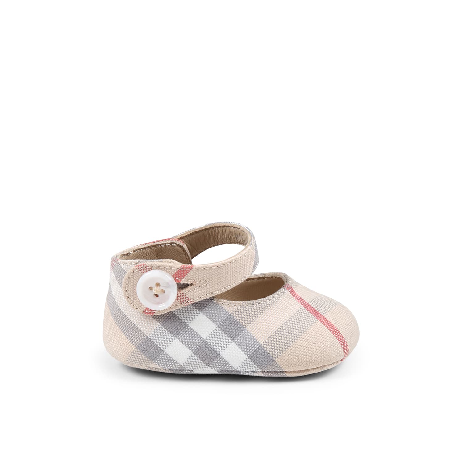 Burberry Beige Sneakers For Babykids With Vintage Check In Multi