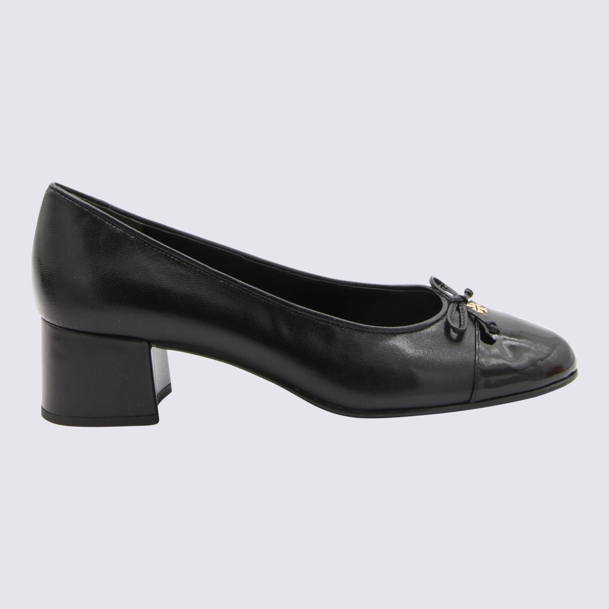 Shop Tory Burch Black Leather Bow Detail Pumps