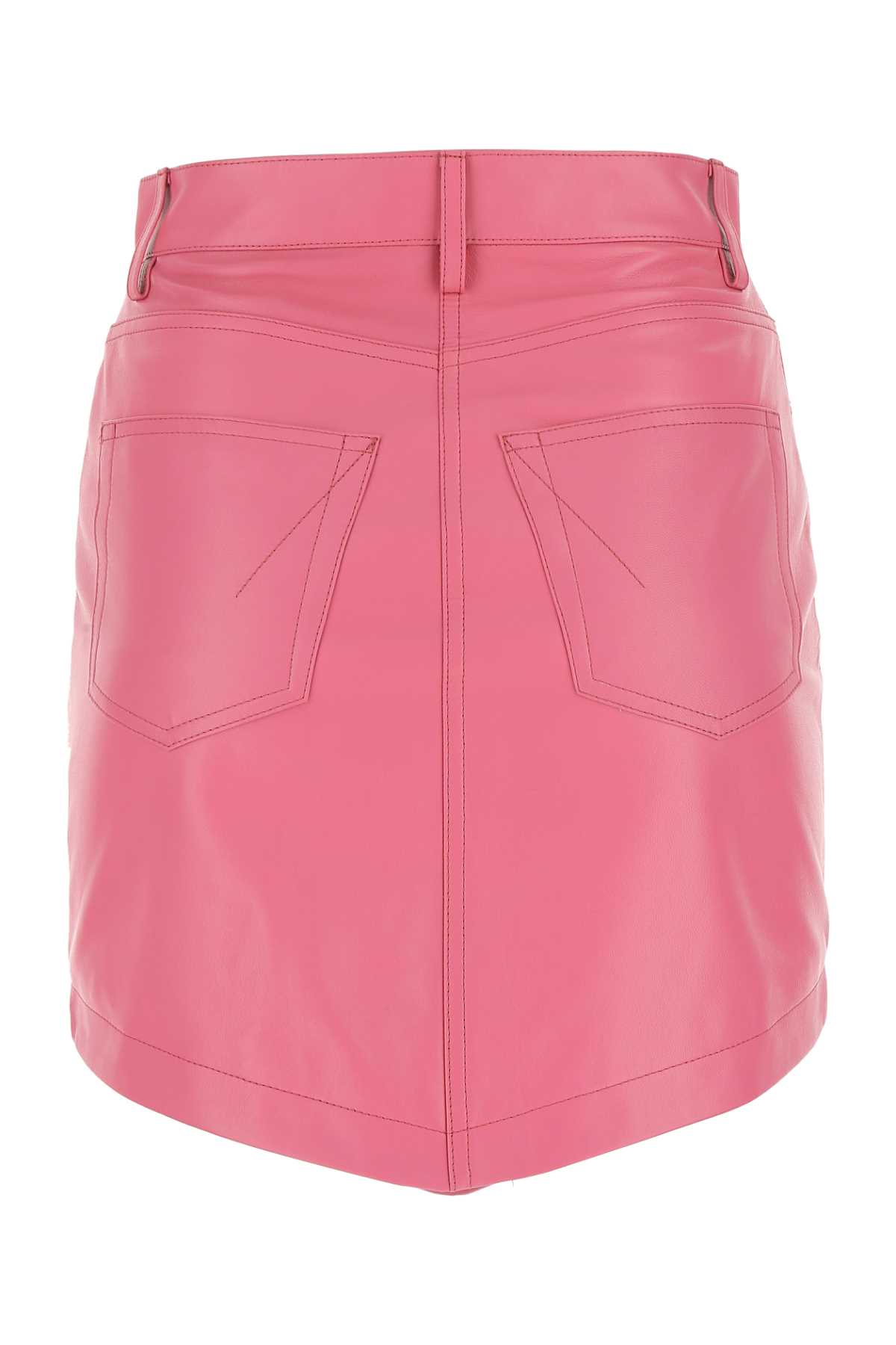 Shop Alexandre Vauthier Dark Pink Leather Mini Skirt In Bubblegum