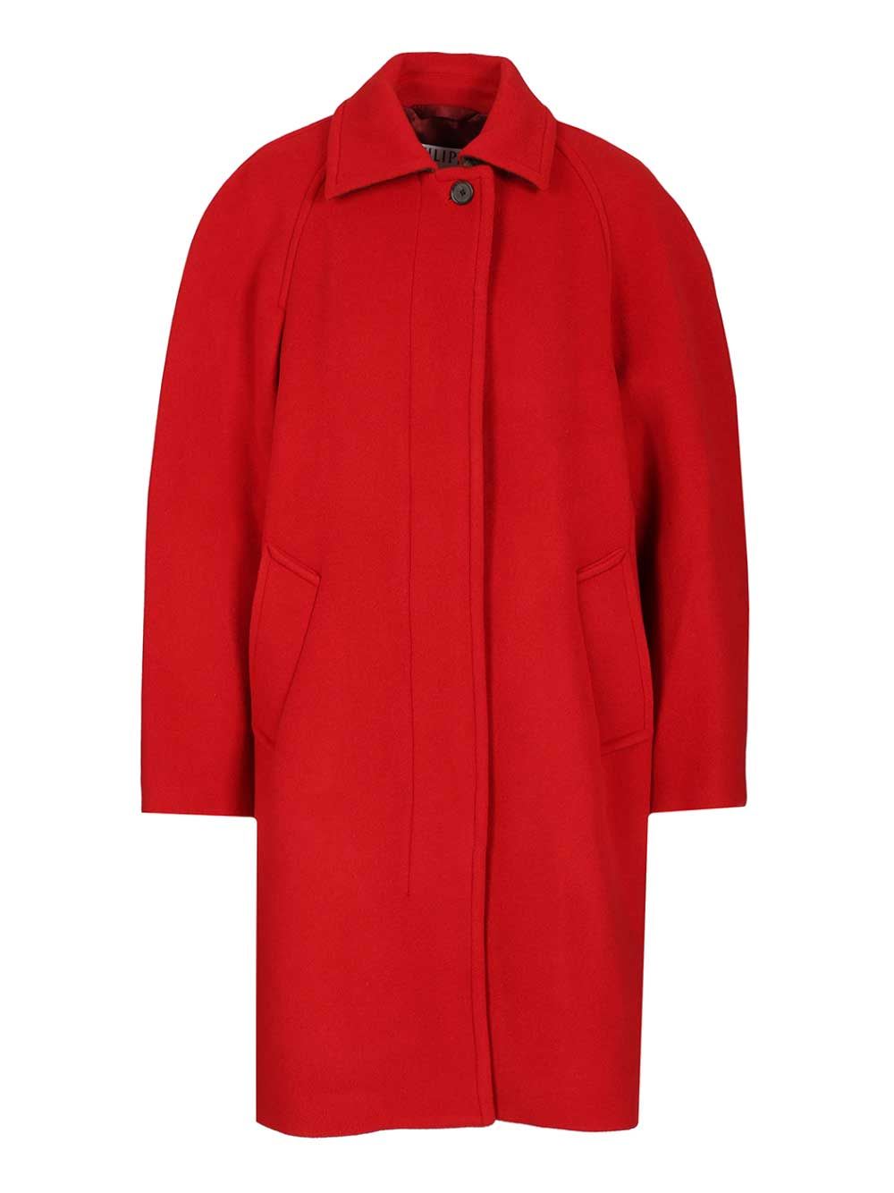 Filippa K Cocoon Raglan Sleeve Coat With Hidden Closure Coats Red In Red