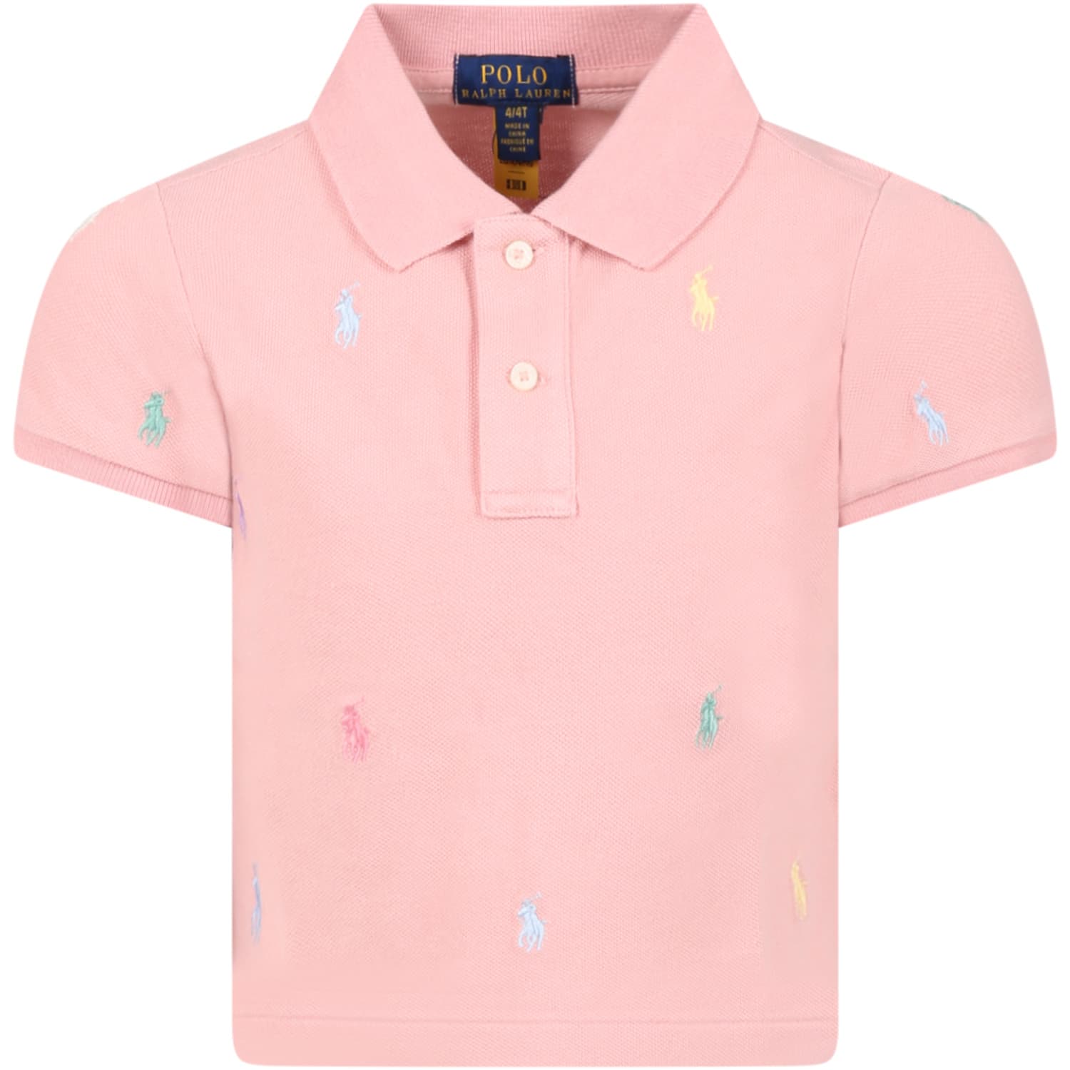 Ralph Lauren Pink Polo Shirt For Girl With Pony Logo