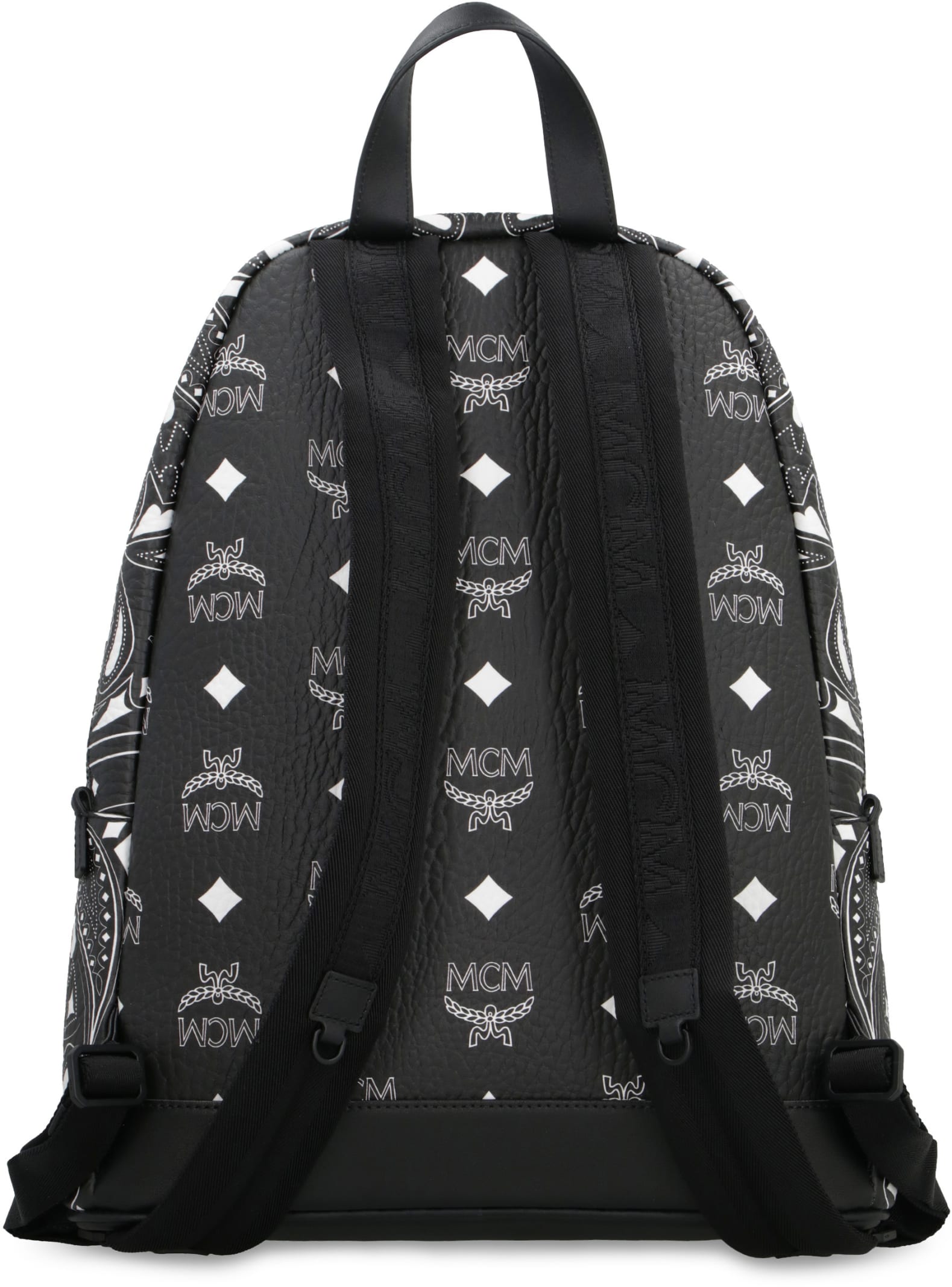 Shop Mcm Stark Faux Leather Backpack In Black
