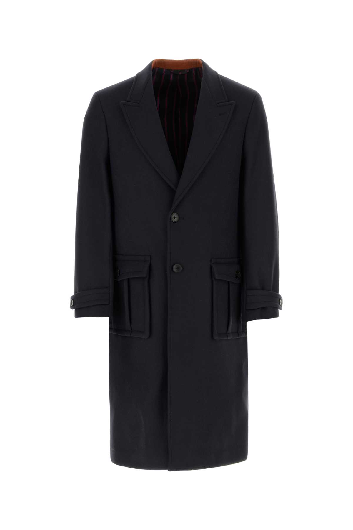 Dark Blue Wool Blend Coat