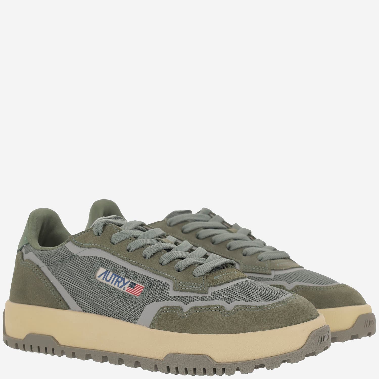 Autry Wildpace Nubuck And Rubber-trimmed Suede And Mesh Sneakers In Green