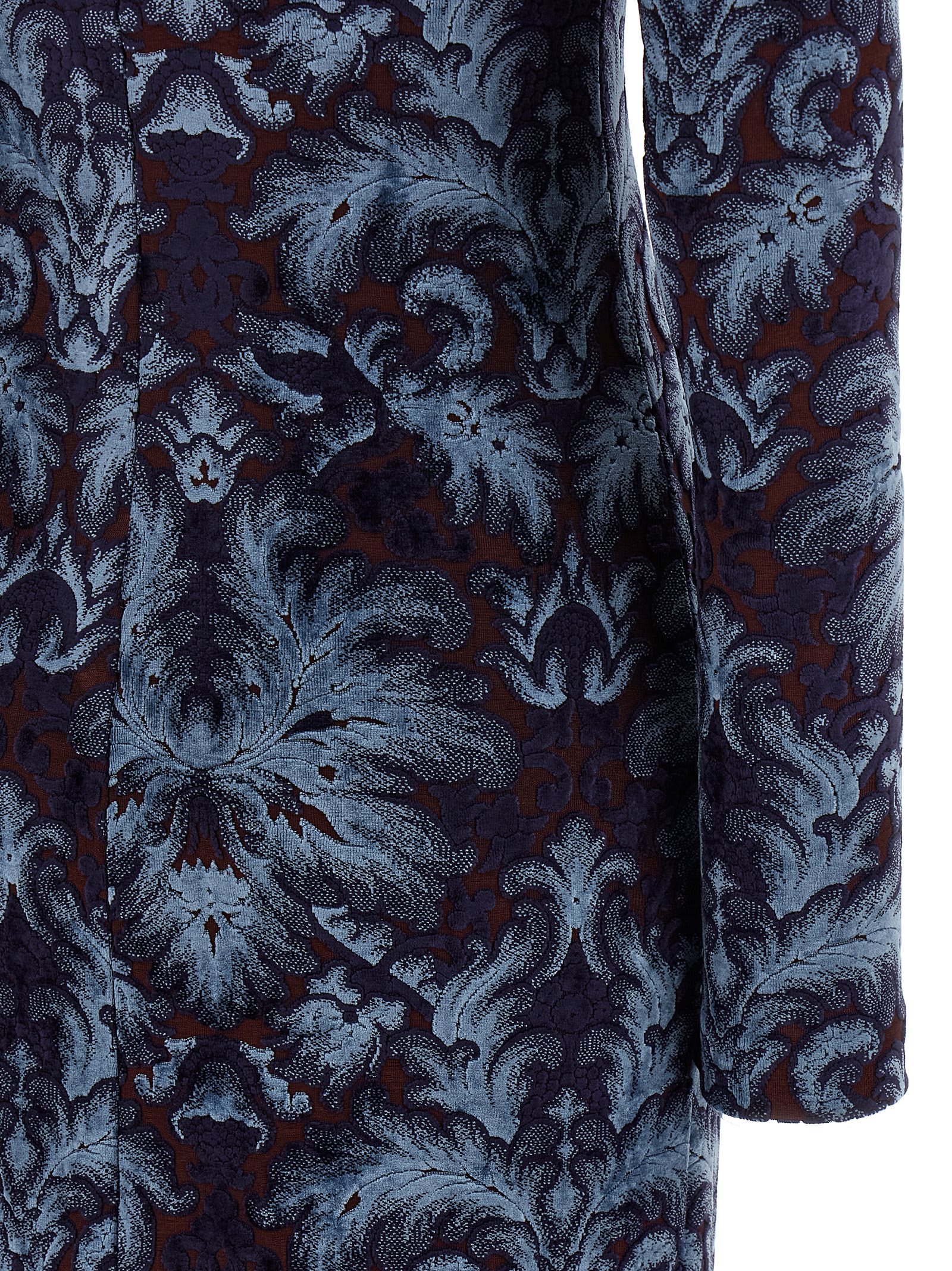 Etro All-over Pattern High-neck Midi Dress In Blue