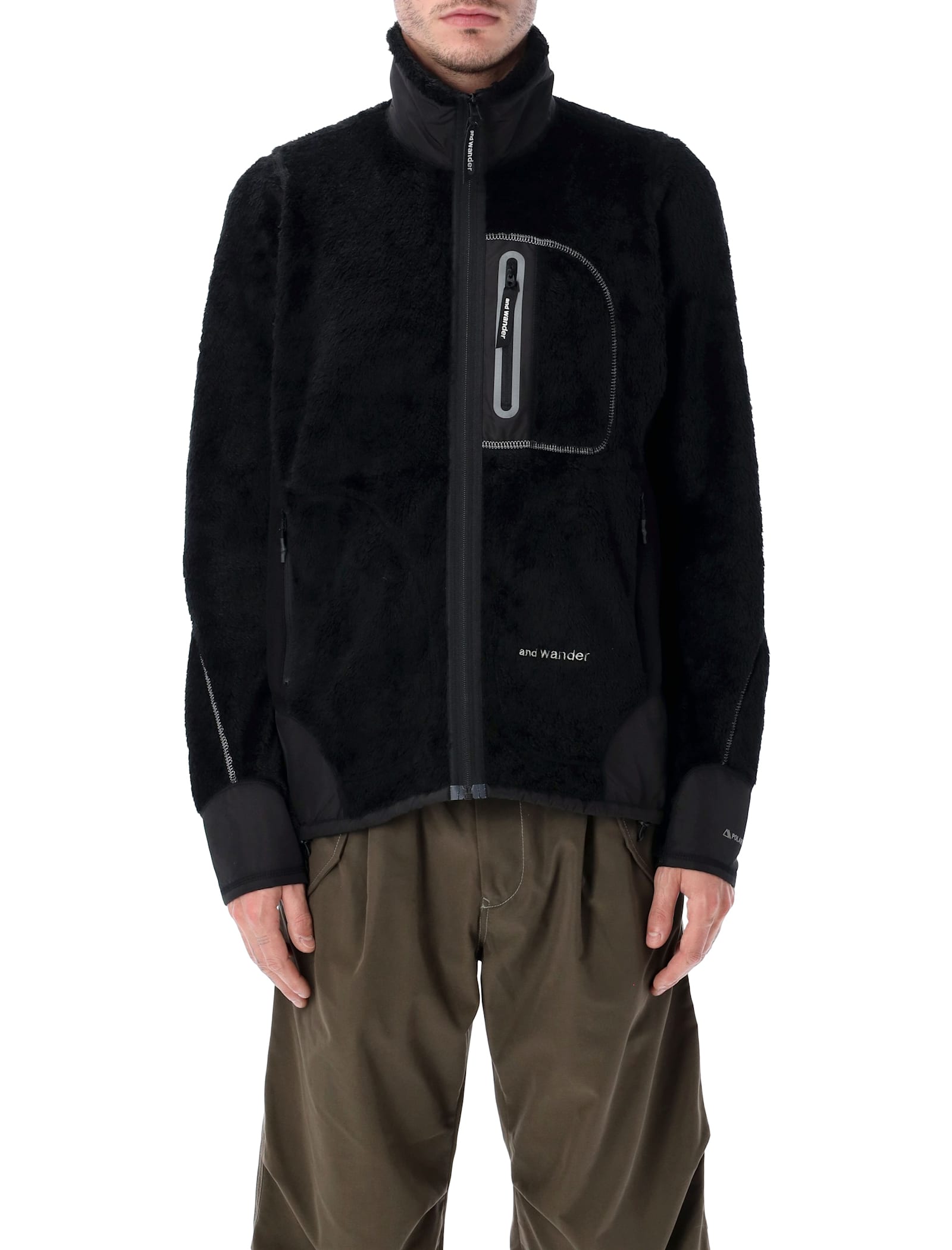 And Wander 18 High Loft Fleece Jacket In Black