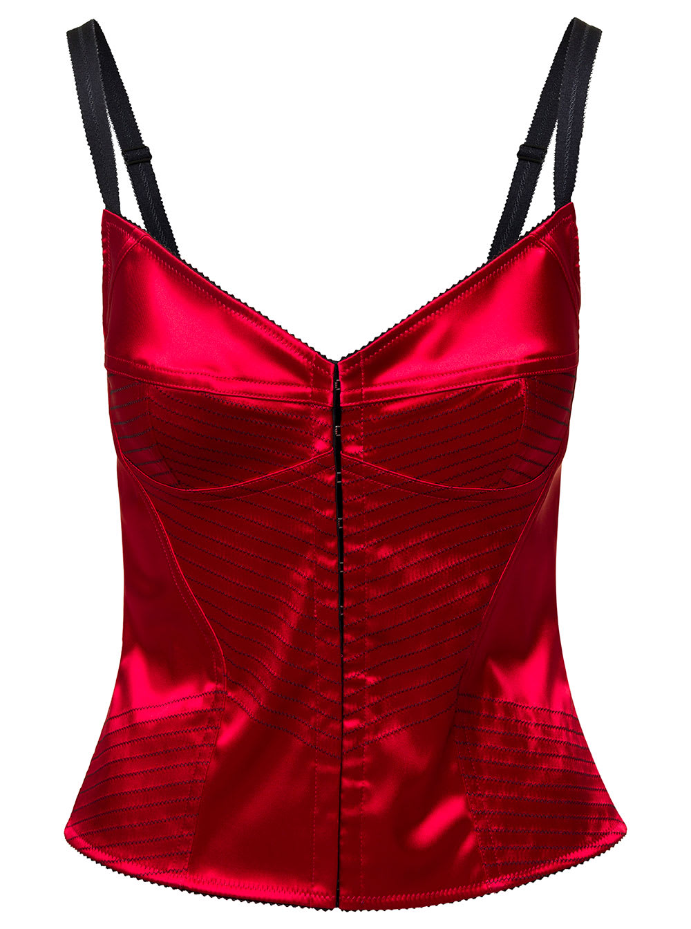 DOLCE & GABBANA RED SATINB CORSET WITH TOP-STITCHING AND HOOK-EYE FASTENING IN ACETATE WOMAN