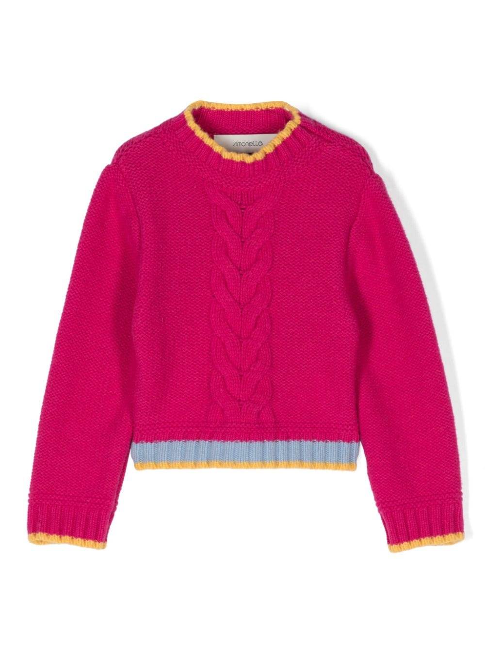 Simonetta Stripe-trim Sweater In Fucsia