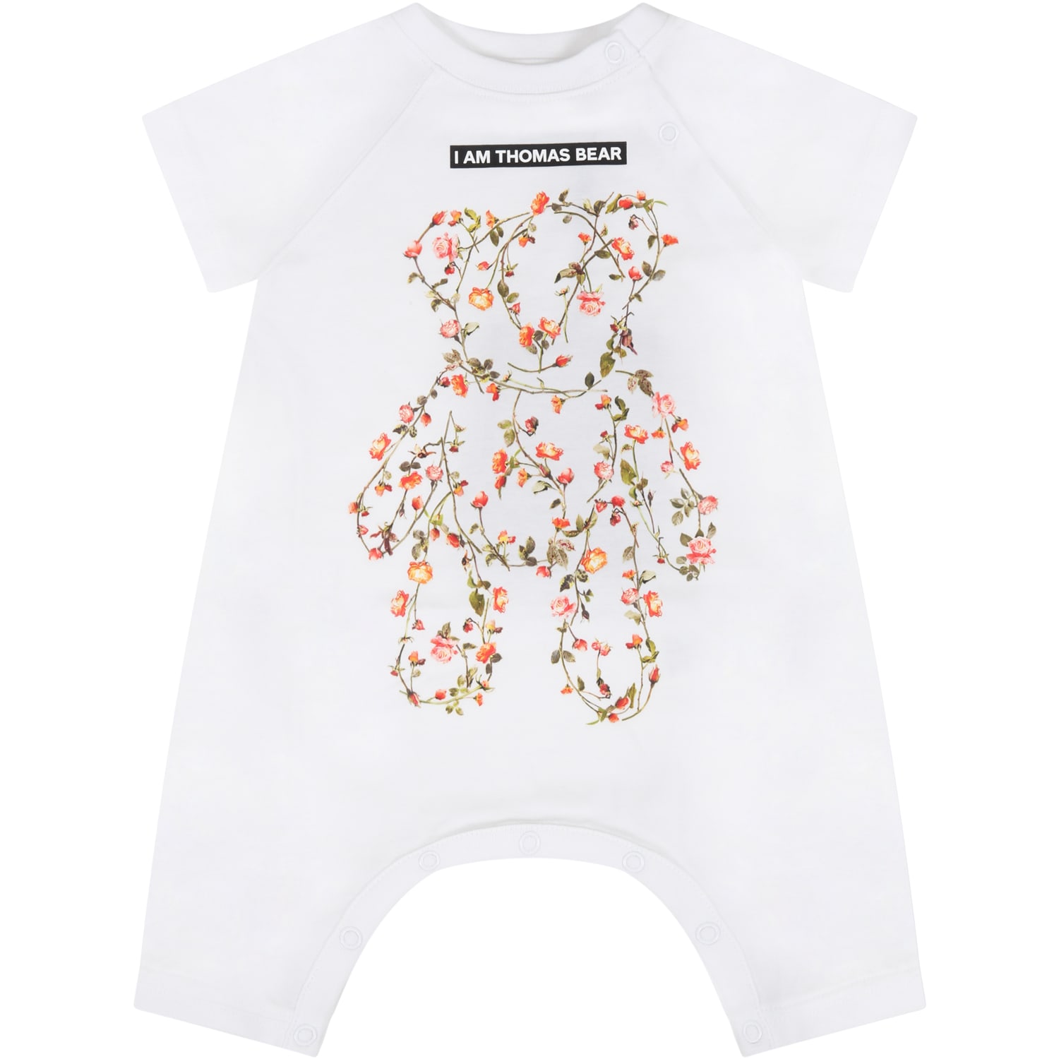 Burberry White Romper For Babykids With Bear