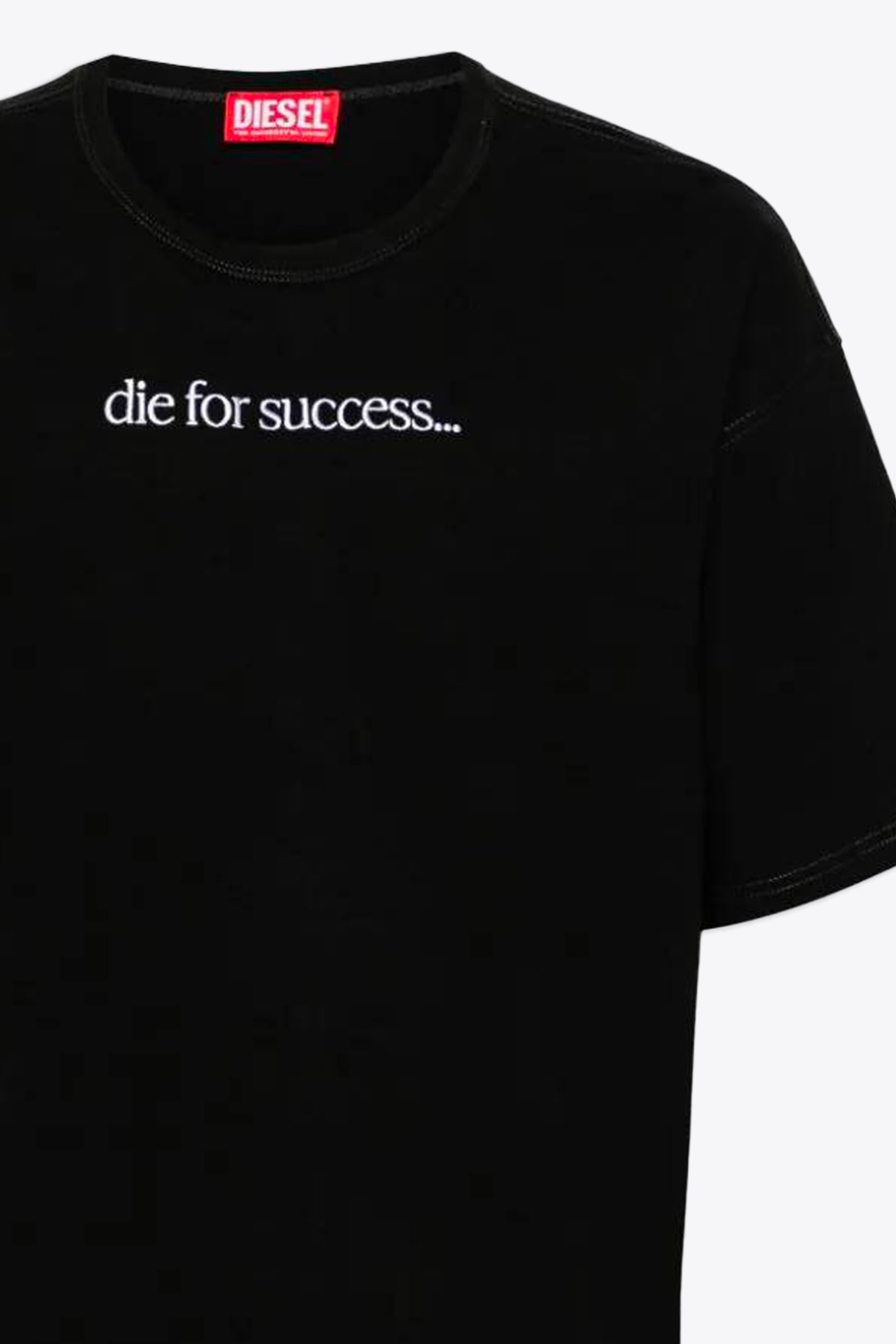 Shop Diesel 0nfae T-box-n6 Black Cotton T-shirt With Front Slogan Embroidery - T Boxt N6 In Nero