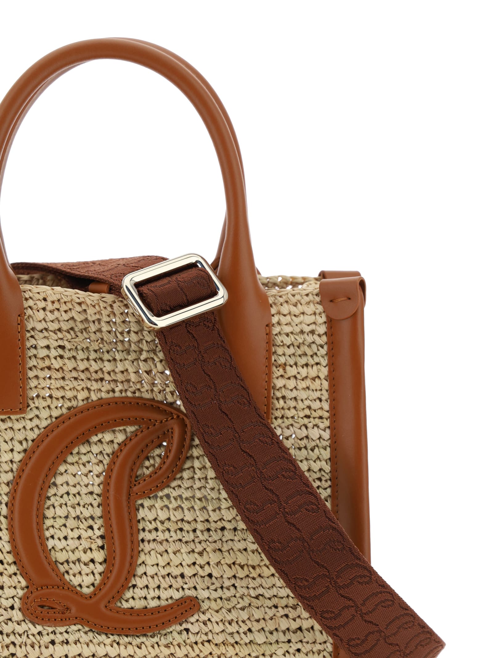 Shop Christian Louboutin By My Side Mini Tote Handbag In Natural/cuoio