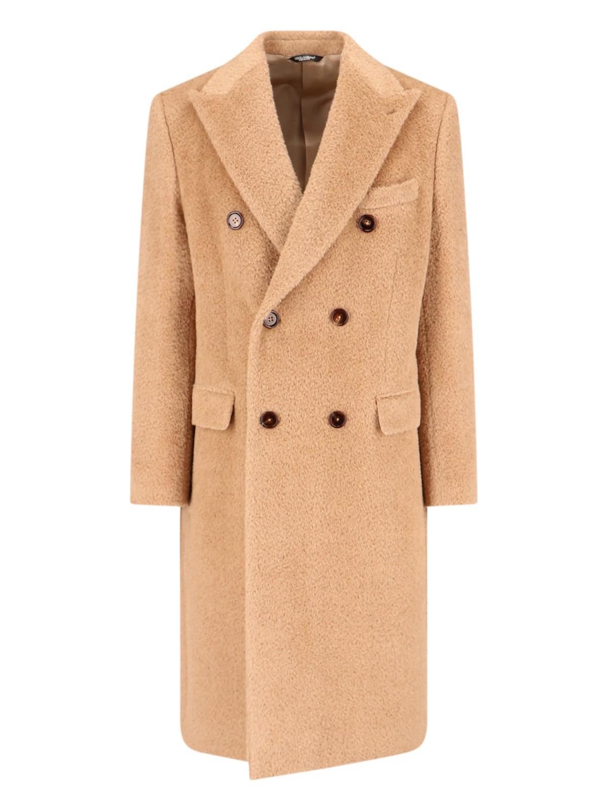 Shop Dolce & Gabbana Double-breasted Coat In Beige