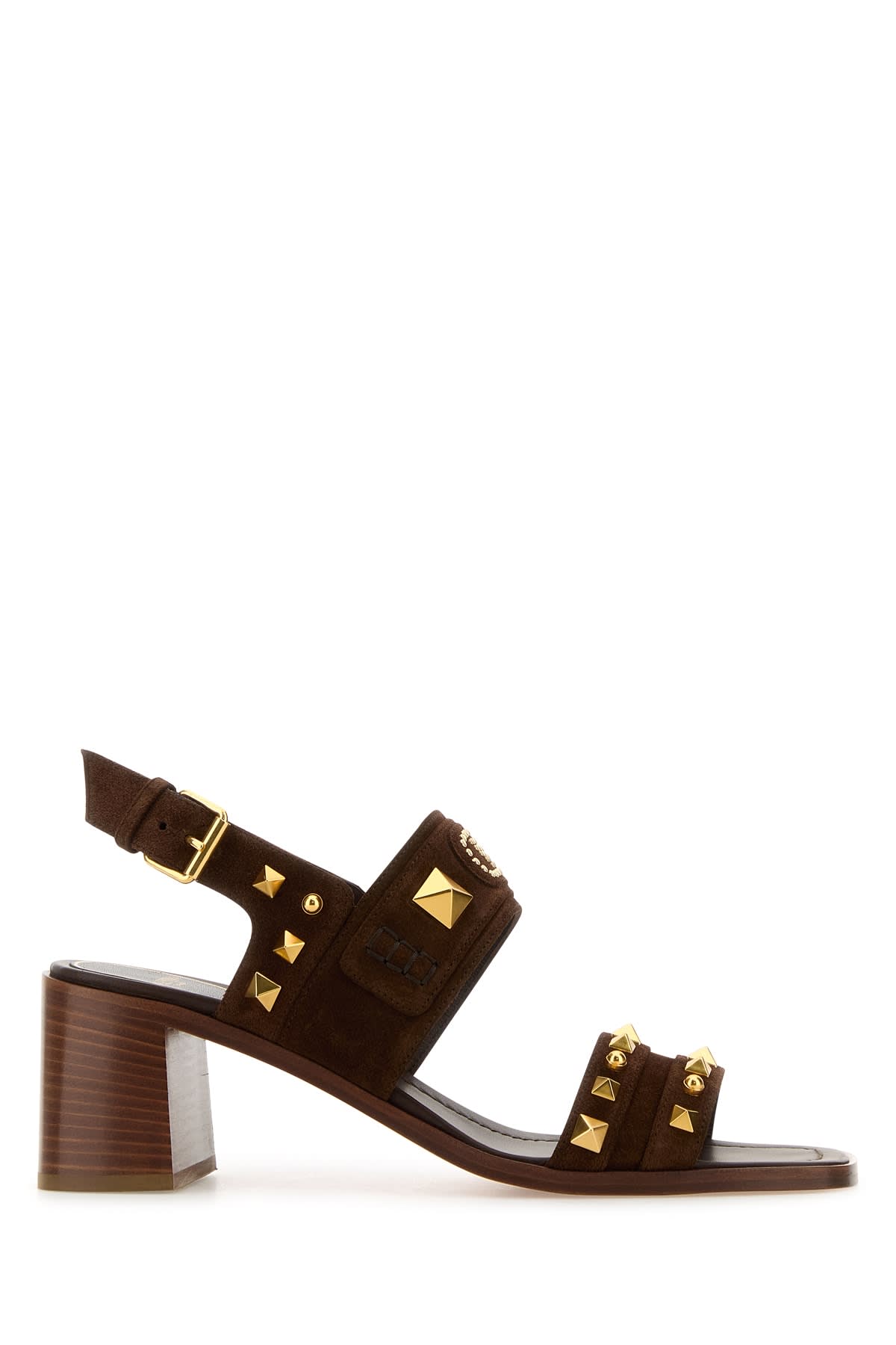 サンダル・ミュール VALENTINO BROWN SUEDE PLASTER CASTER SANDALS Plaster Caster Rockstud suede sandals in brown - Valentino