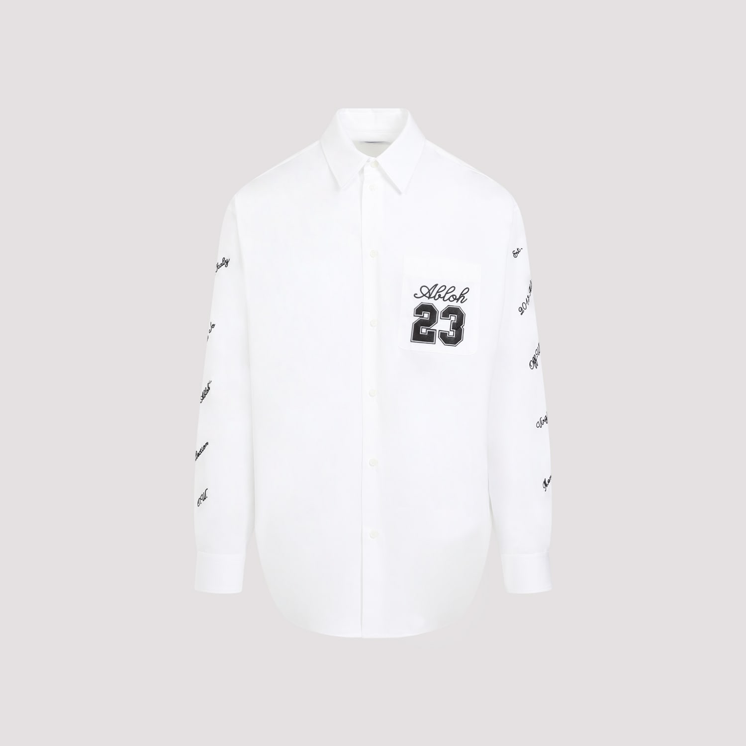 Shop Off-white 23 Logo Heavycot Overshirt In White Black