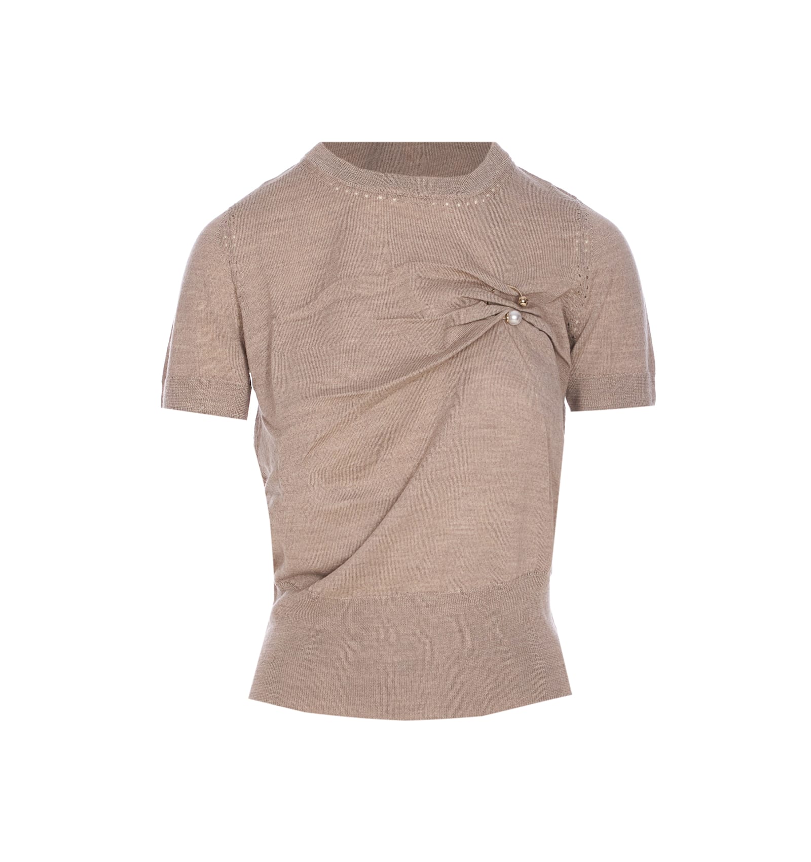 Liu •jo Short Sleeves Sweater In Brown