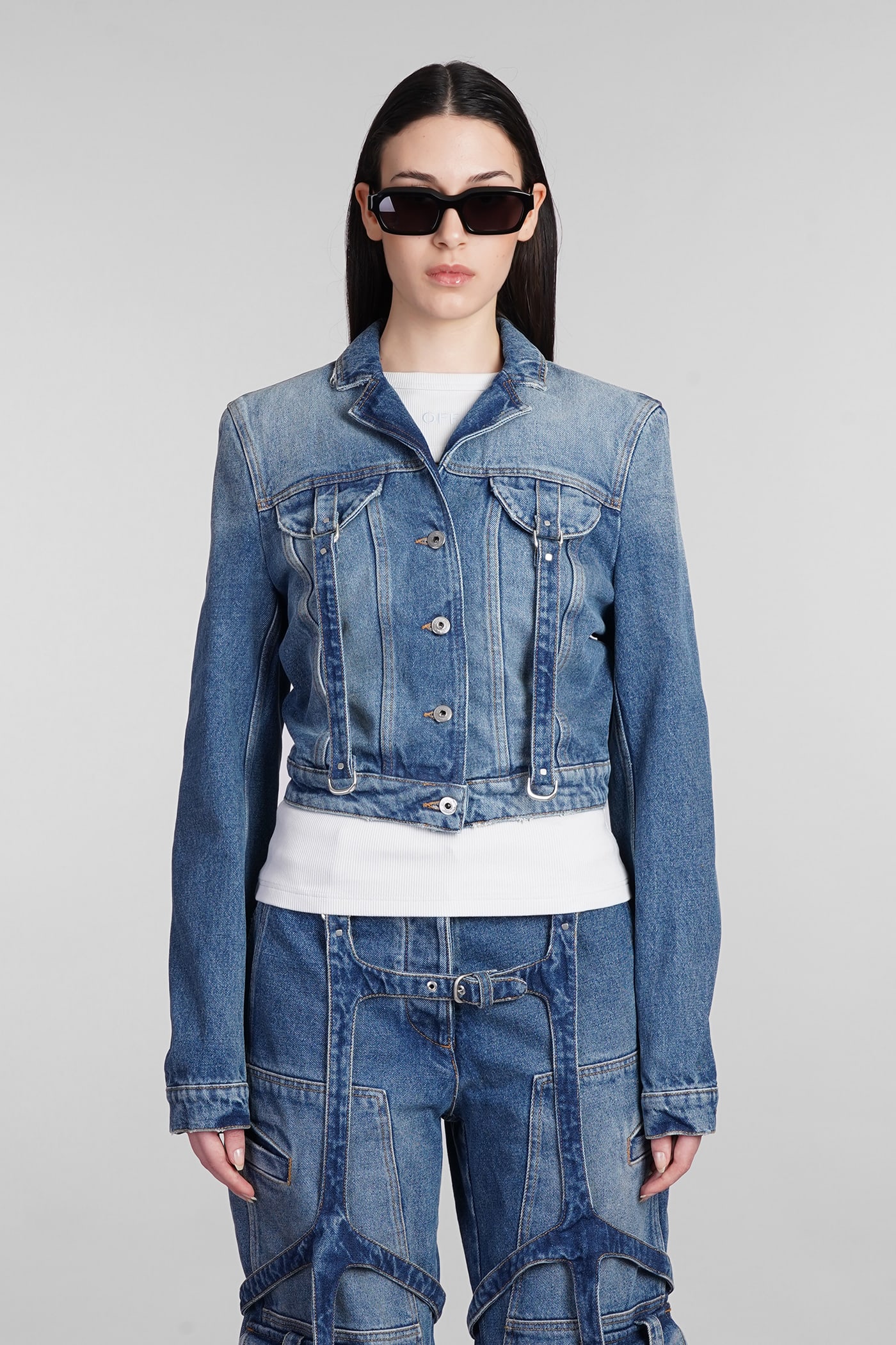 Shop Off-white Denim Jackets In Blue Cotton