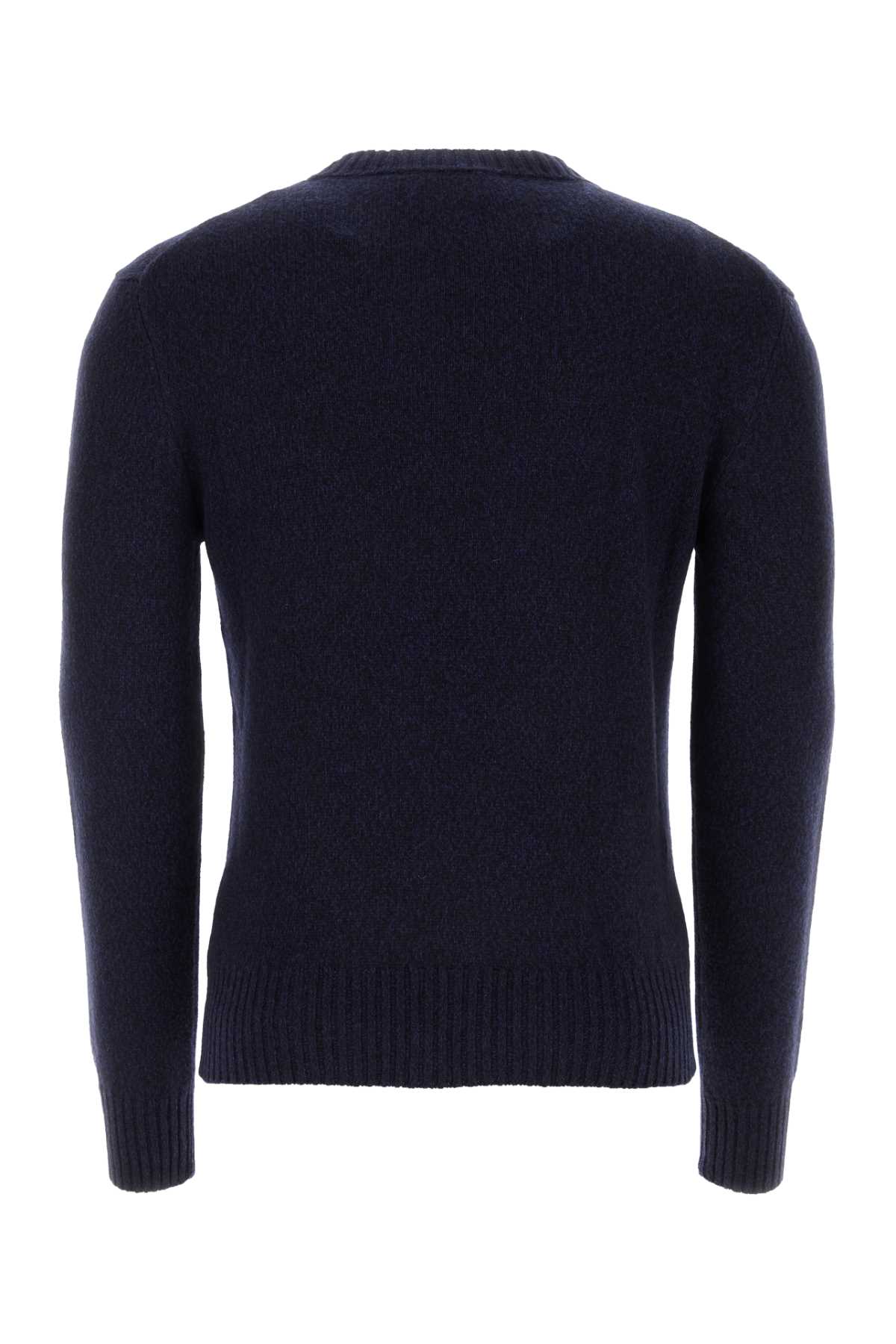 Shop Ami Alexandre Mattiussi Melange Blue Cashmere Blend Sweater In Nightblue