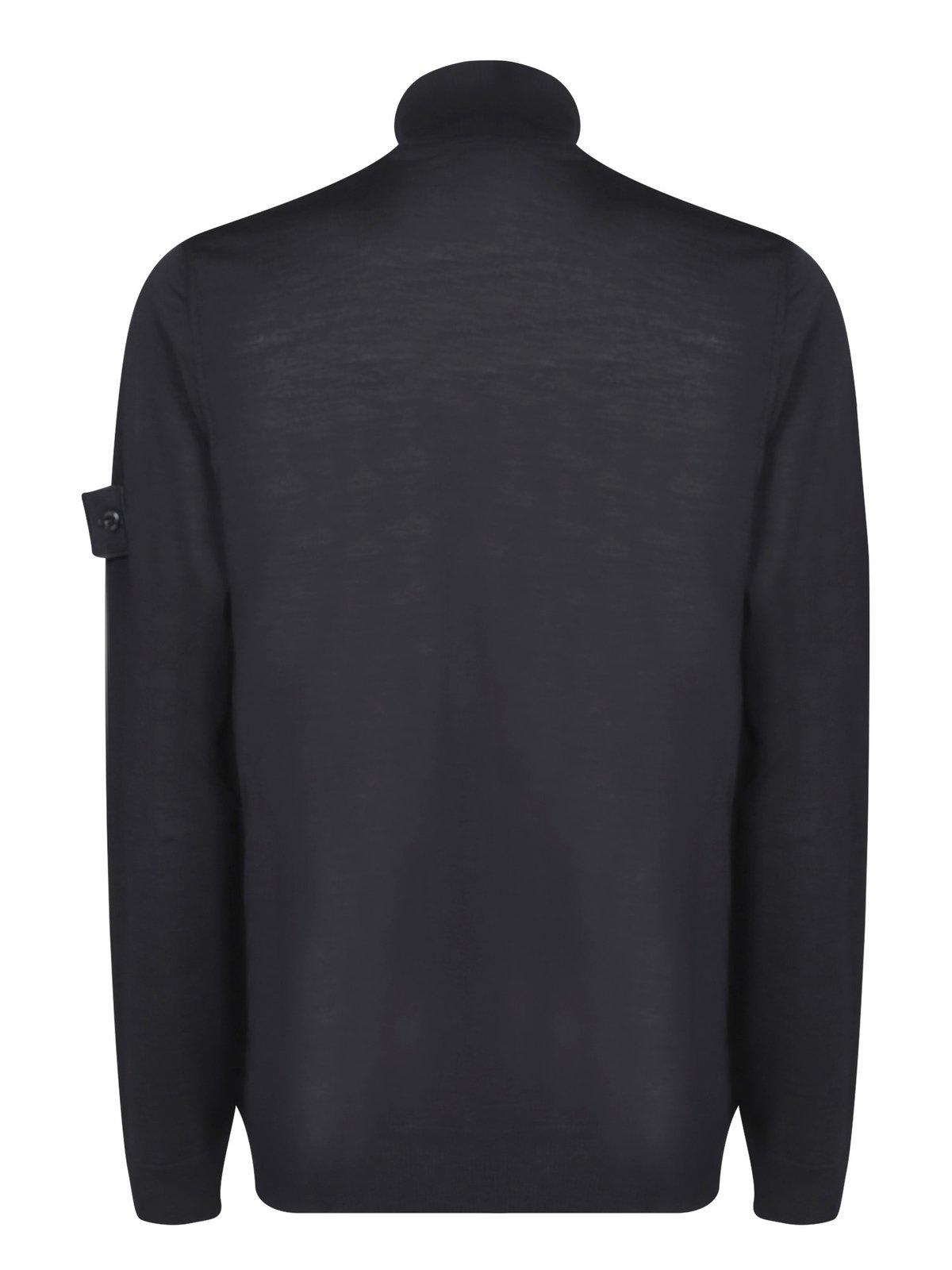 Shop Stone Island Logo Patch Roll Neck Jumper In Black