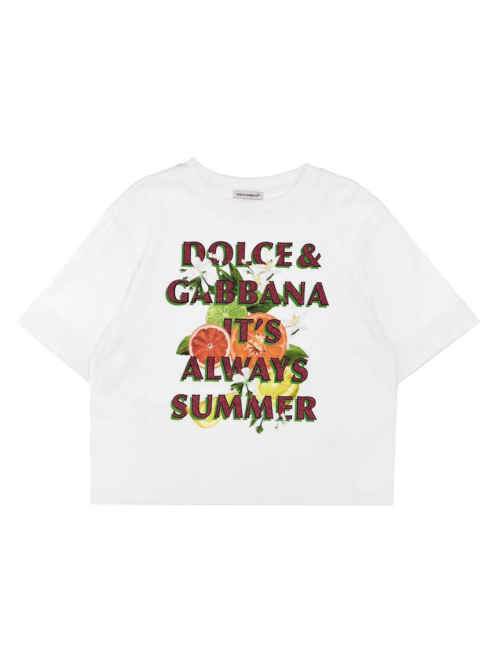 Shop Dolce & Gabbana Glitter Print T-shirt In White