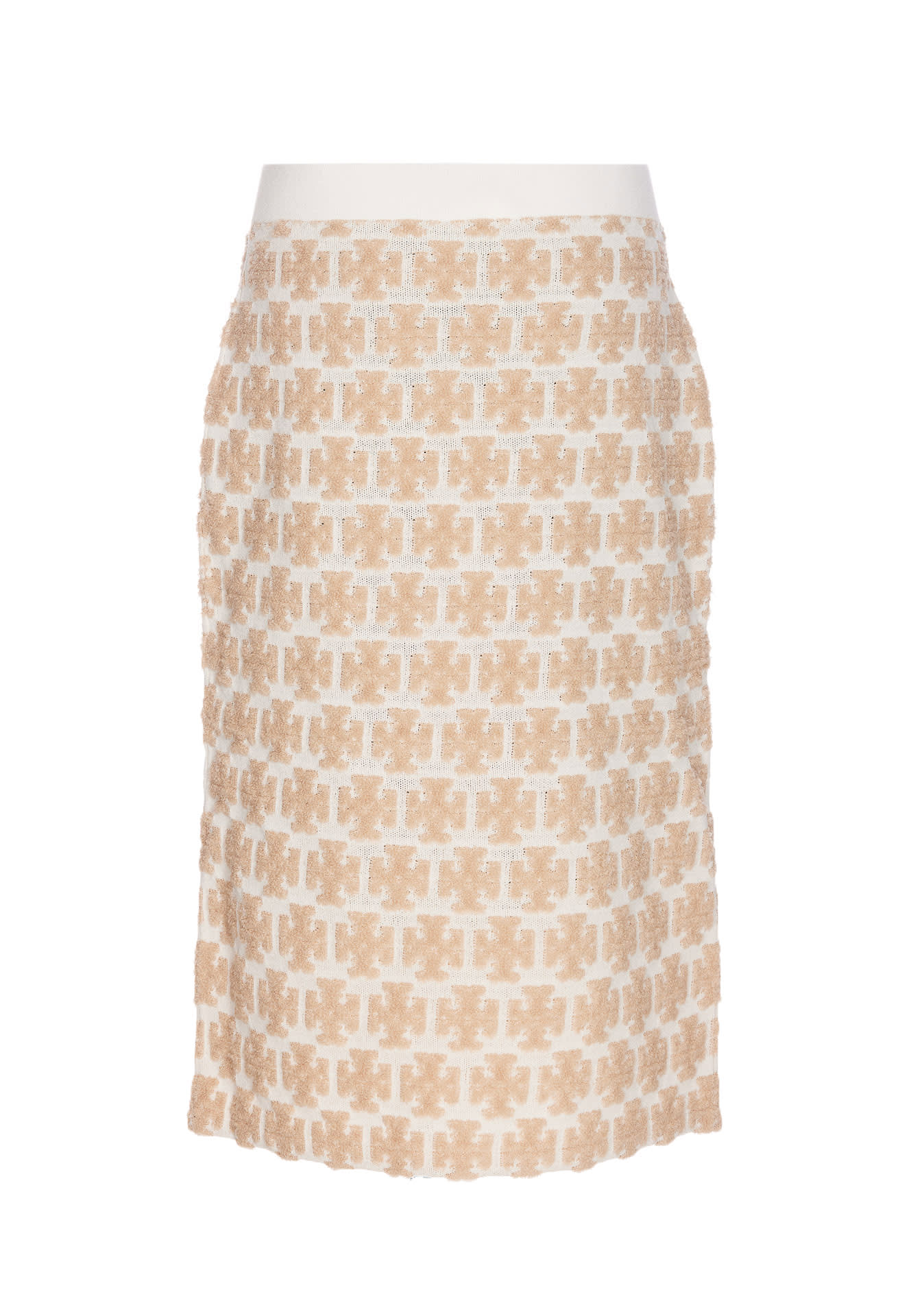 Shop Tory Burch Boucle Logo Skirt In White