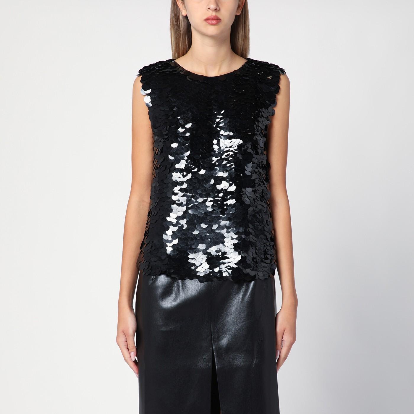 Parosh Black Sequin Top