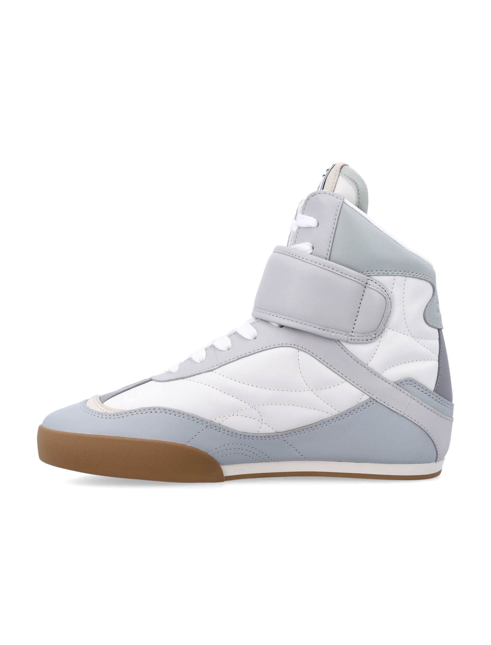 Chloé Almond Toe High-top Sneaker With Quilted Panels In Pastel Blue