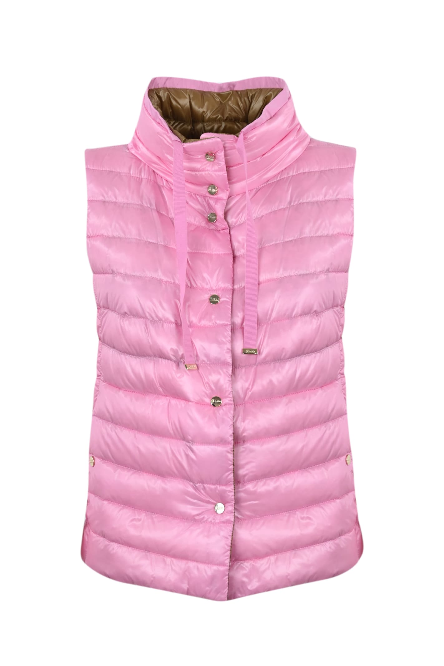 Shop Herno Reversible Vest In Pink/camel Ultralight Nylon In Rosa
