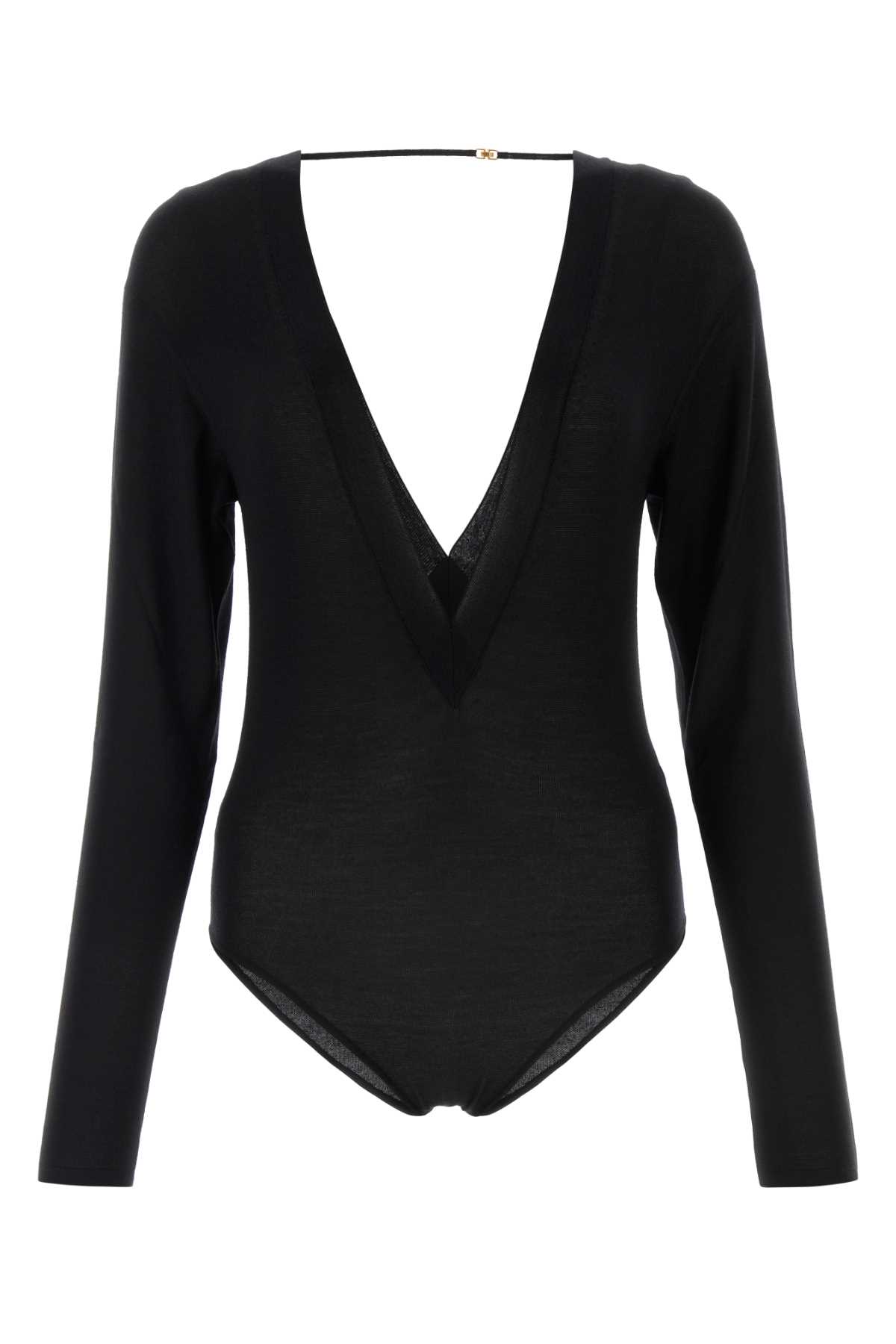 Shop Saint Laurent Black Wool Blend Bodysuit In Noir