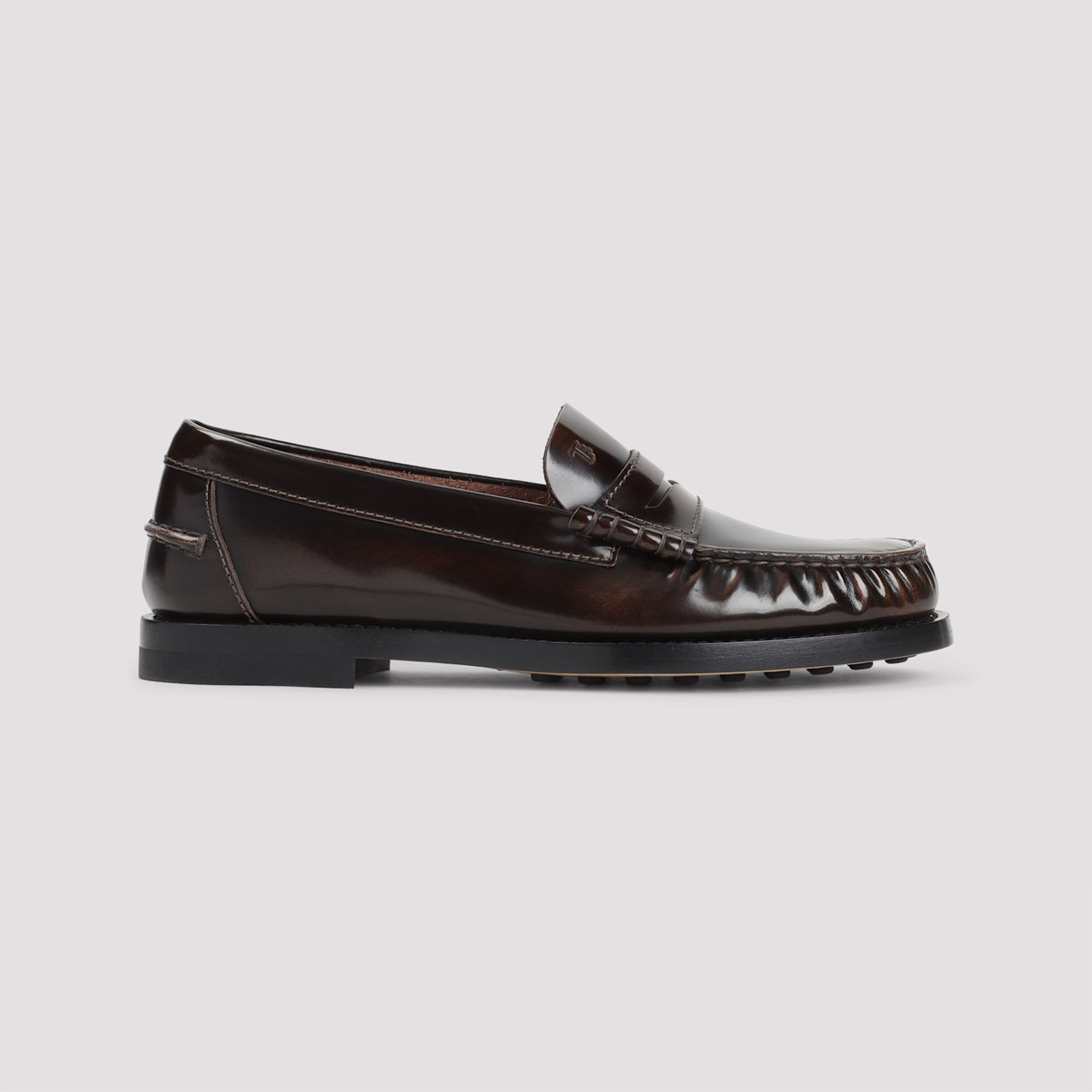 Tod's Gomma Patent Leather Penny Loafers In Brown