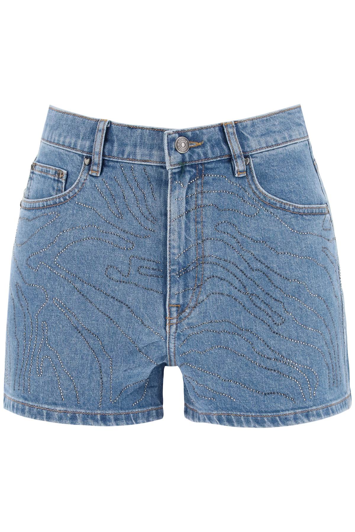 Denim Shorts With Rhinestone