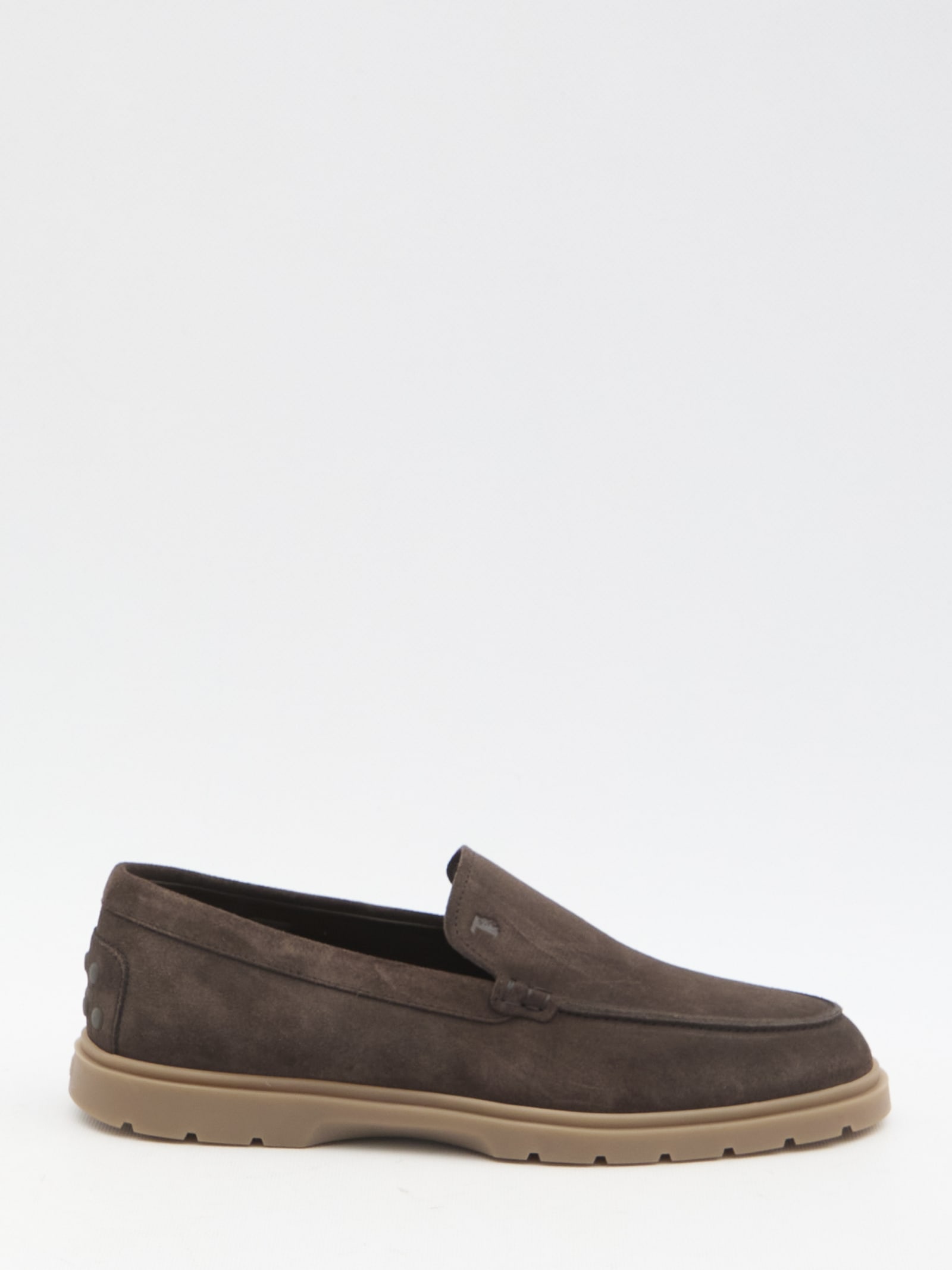 Shop Tod's Suede Loafers In Brown