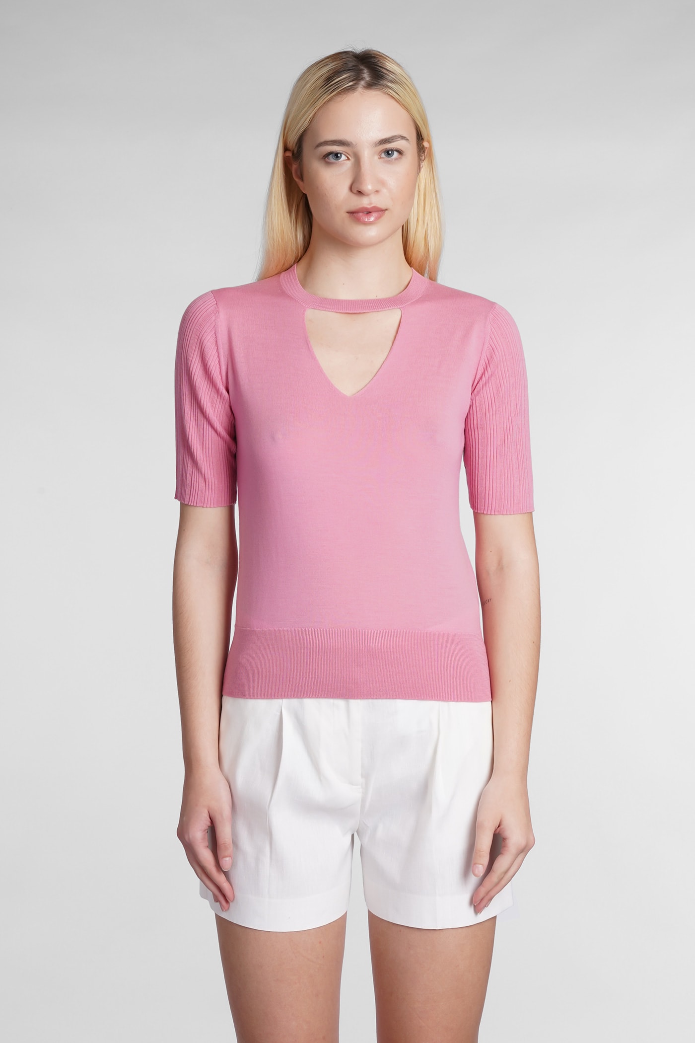 Ballantyne Knitwear In Rose-pink Wool