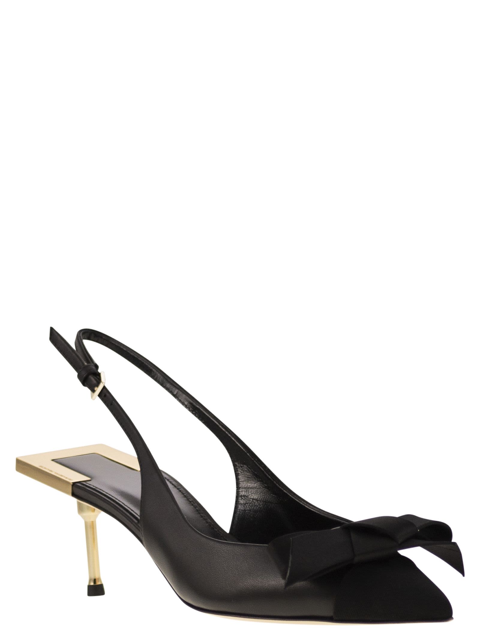 Elisabetta Franchi Women's Nappa Leather Slingback With Satin Bow Sandal In Black