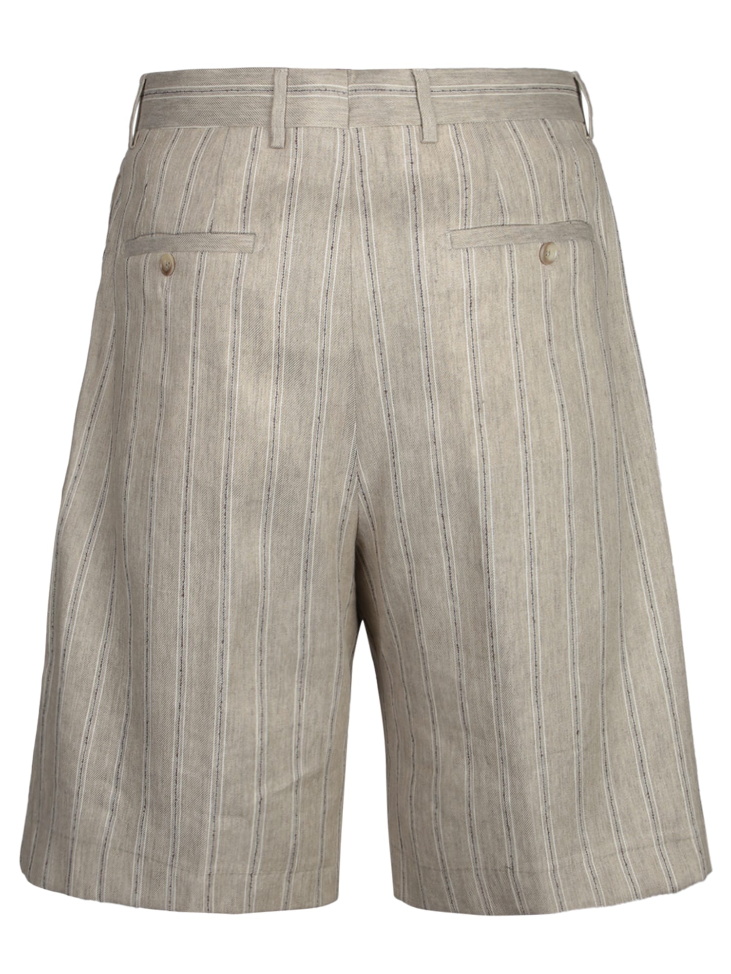 TAGLIATORE STRIPED BEIGE LINEN BERMUDA SHORTS