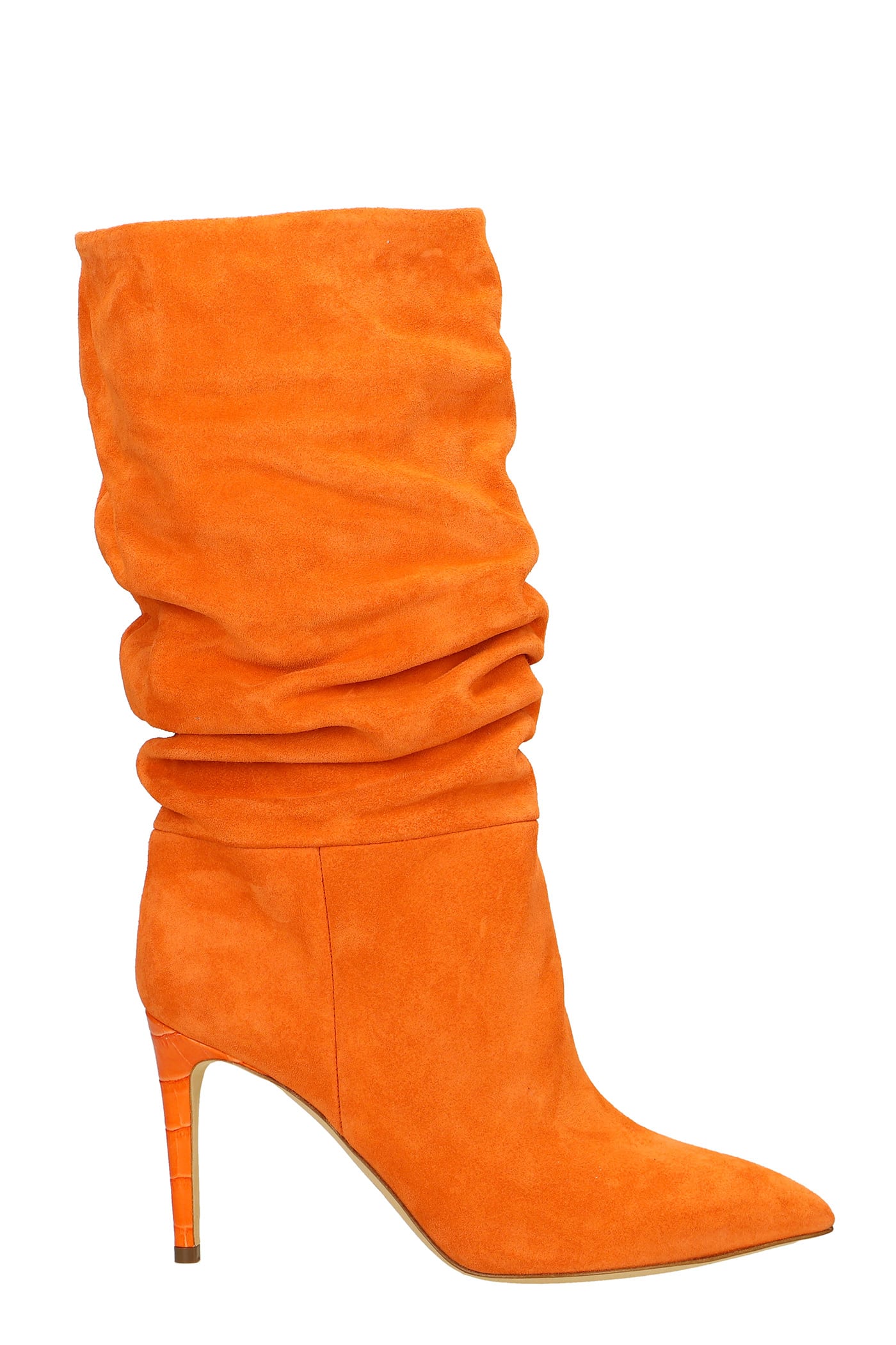 Paris Texas High Heels Ankle Boots In Orange Leather